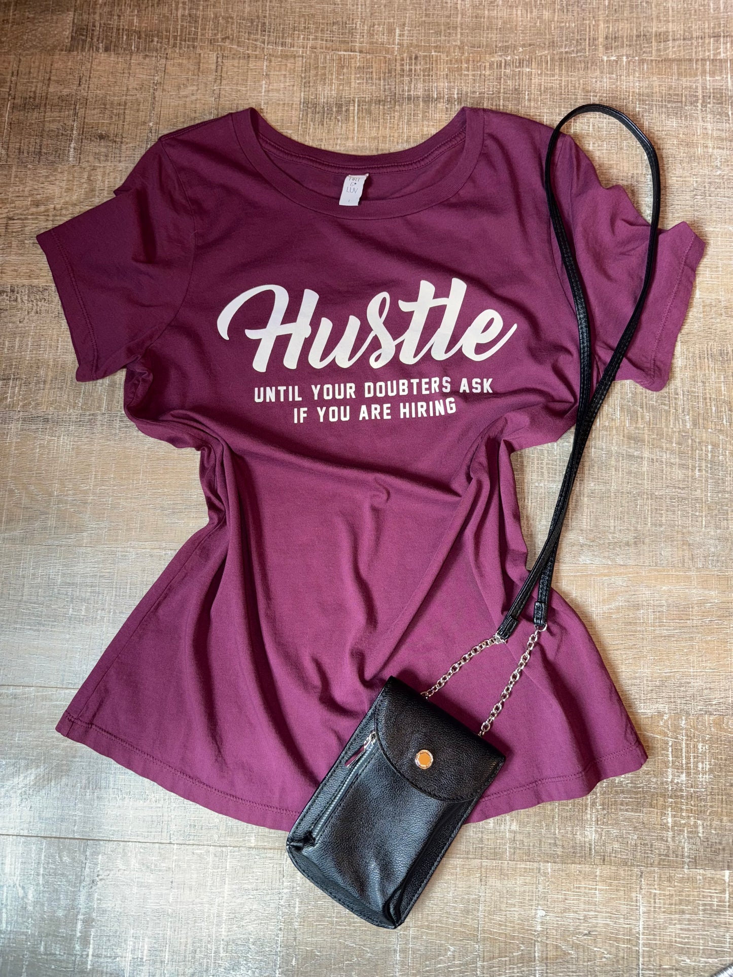 HRT & LUV (Large) Maroon/White Hustle T-Shirt