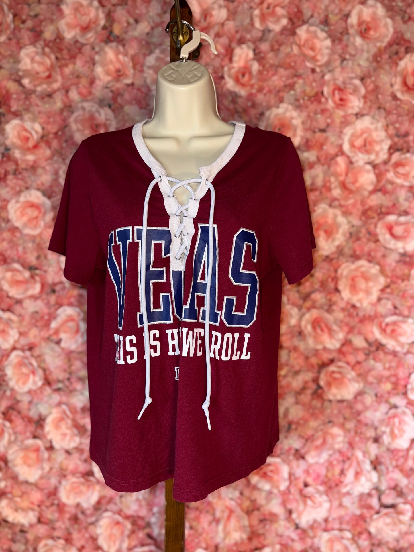 PINK Victoria's Secret (Large) Vegas Tied Up V-Neck T-Shirt
