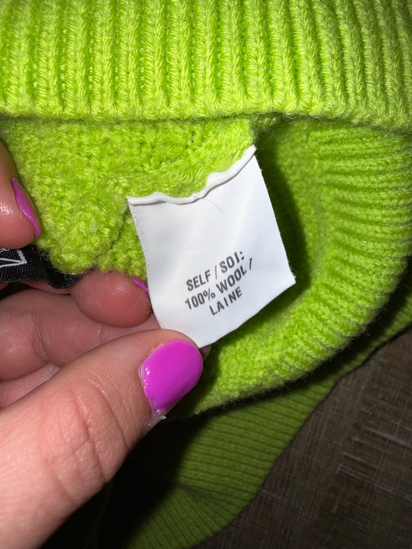 Tanya Taylor (XS) Lime Green Ribbed Turtleneck Wool Sweater