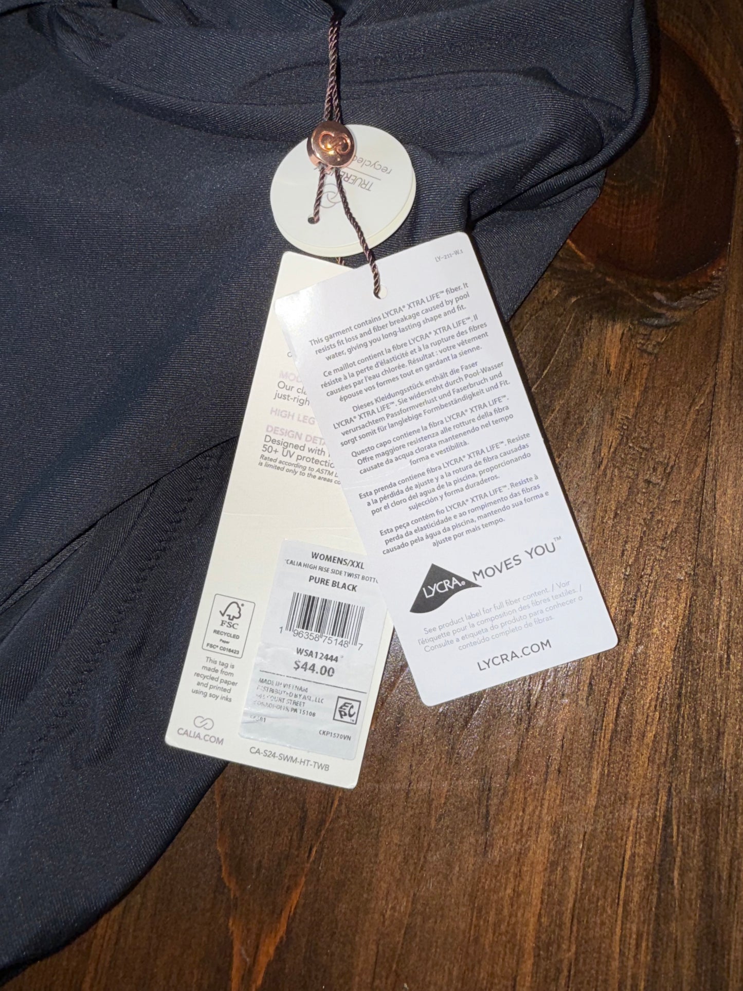 NWT Calia (XXL) Brand New Black High Rise High Leg Swim Bottoms