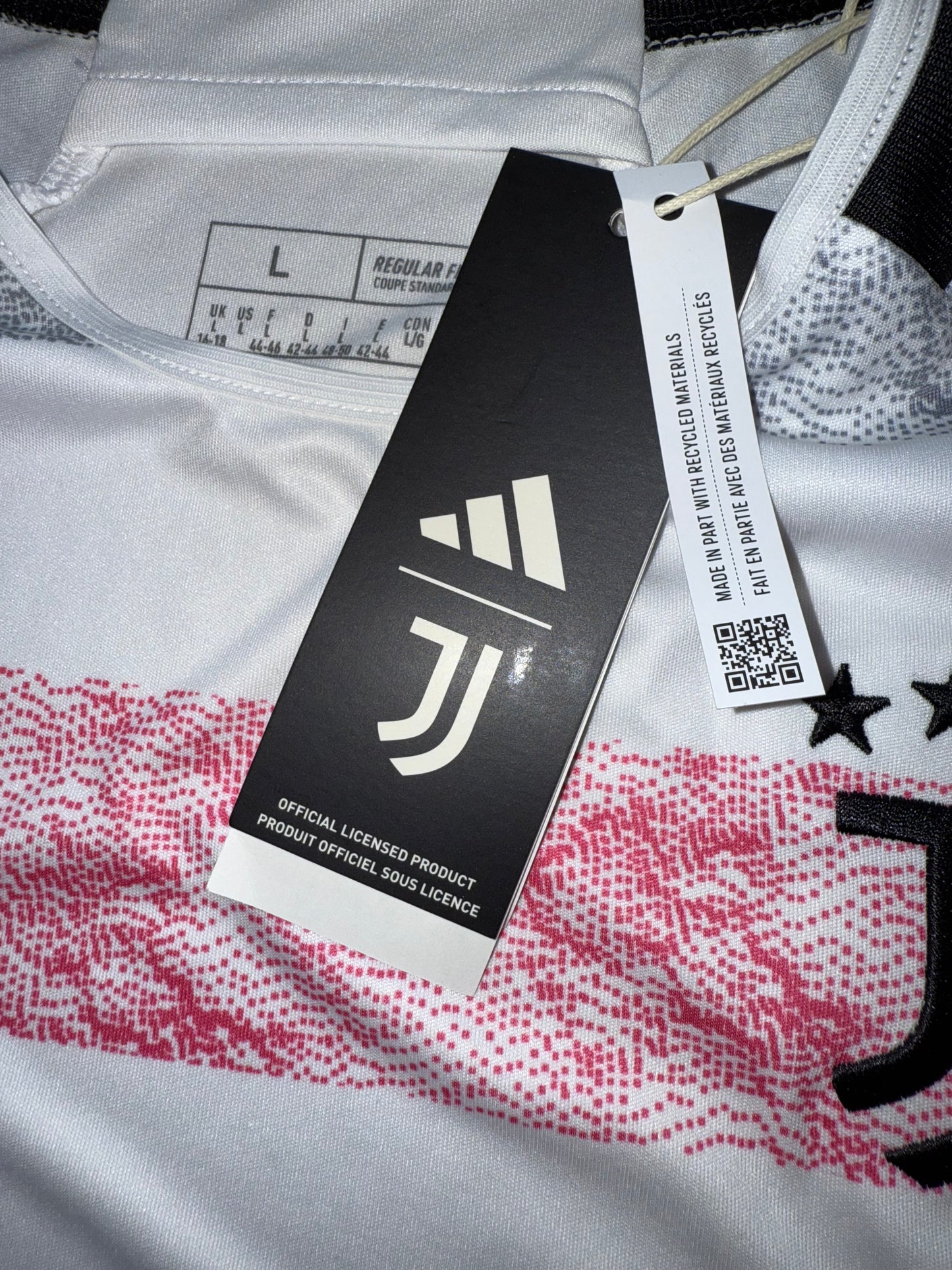 NWT Adidas (Large) Brand New Regular Fit White/Red/Grey Striped Jeep Jersey