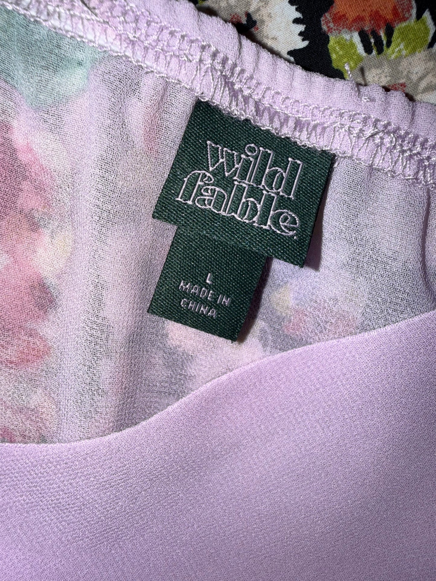 Wild Fable (Medium) Purple Floral Tank Top with Lace Detail