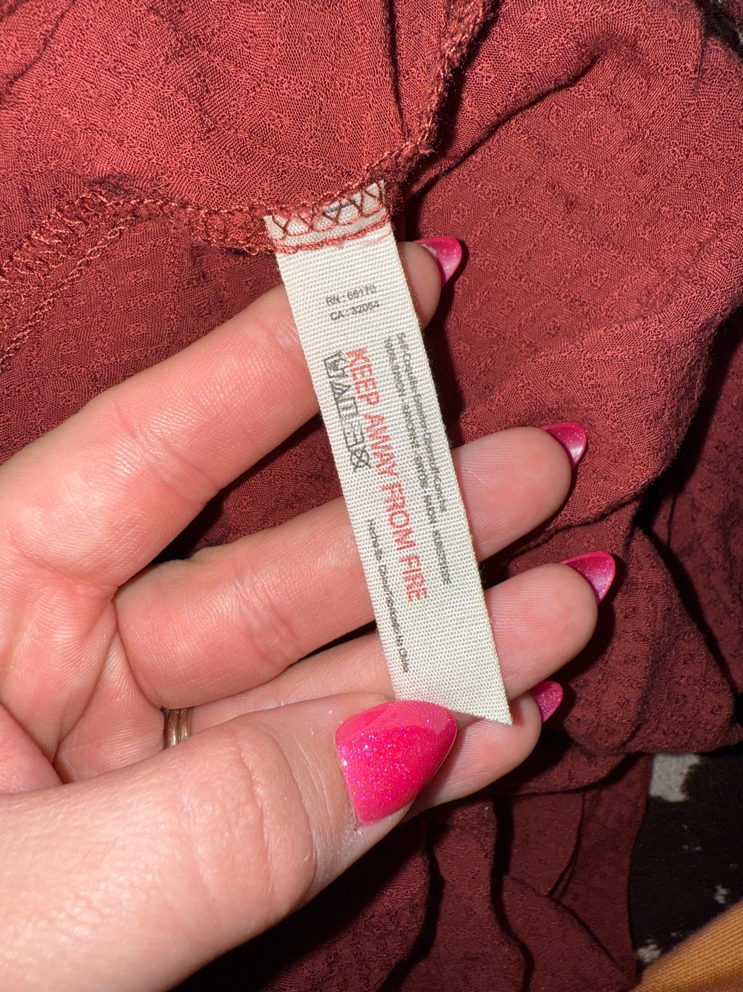 Free People (Medium) Maroon Flowy Romper with Tied Strap Shoulders