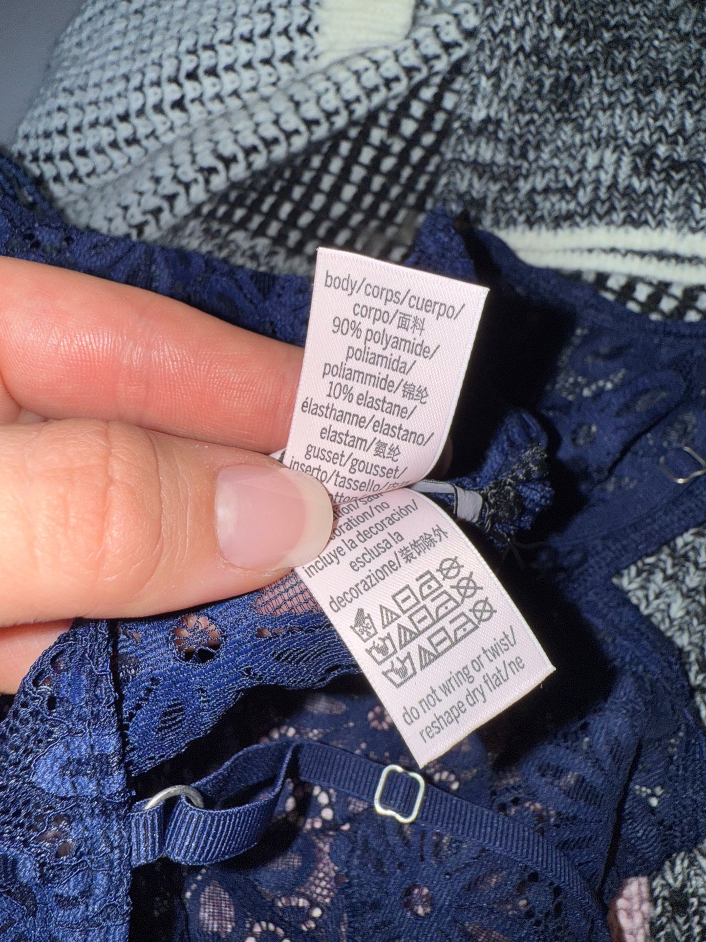 NWT Victoria's Secret (Small) Brand New Blue Floral Lace Thong Bodysuit Lingerie