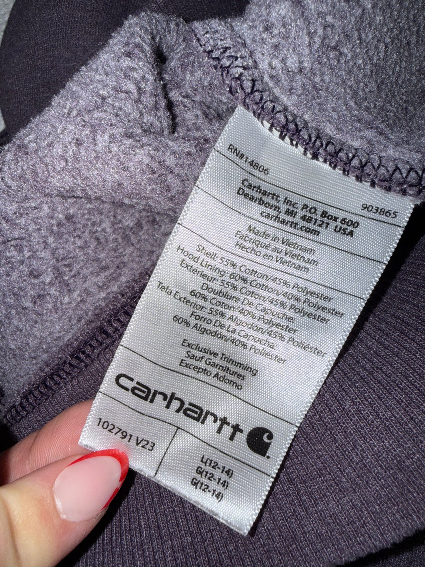 Carhartt (Large) Purple Relaxed Fit Logo Hoodie