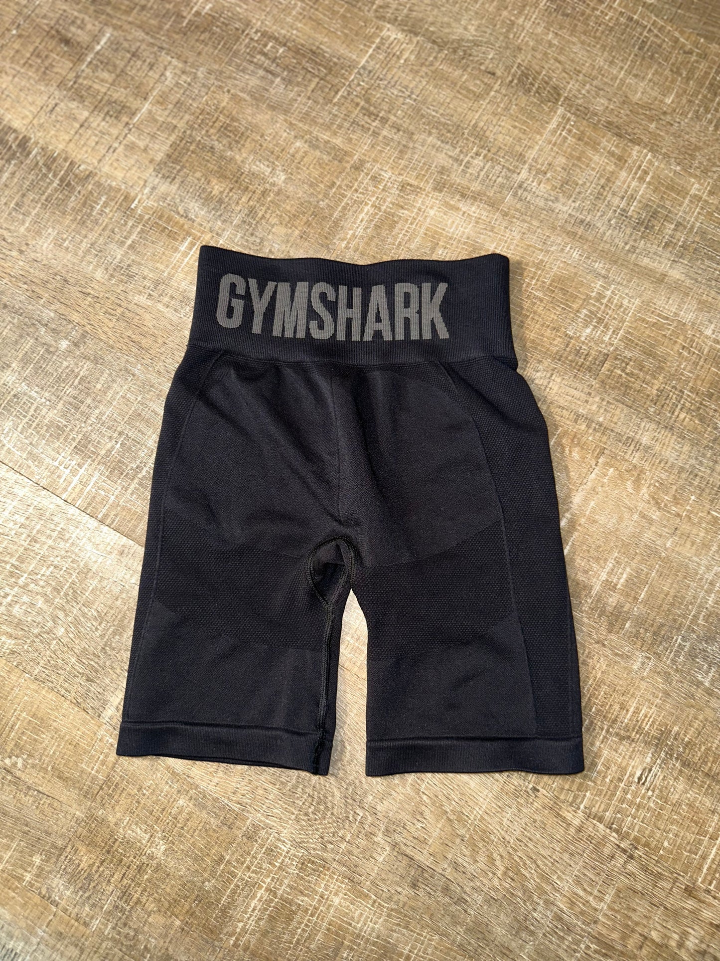 Gymshark (XS) Black Biker Shorts with Large Logo Back