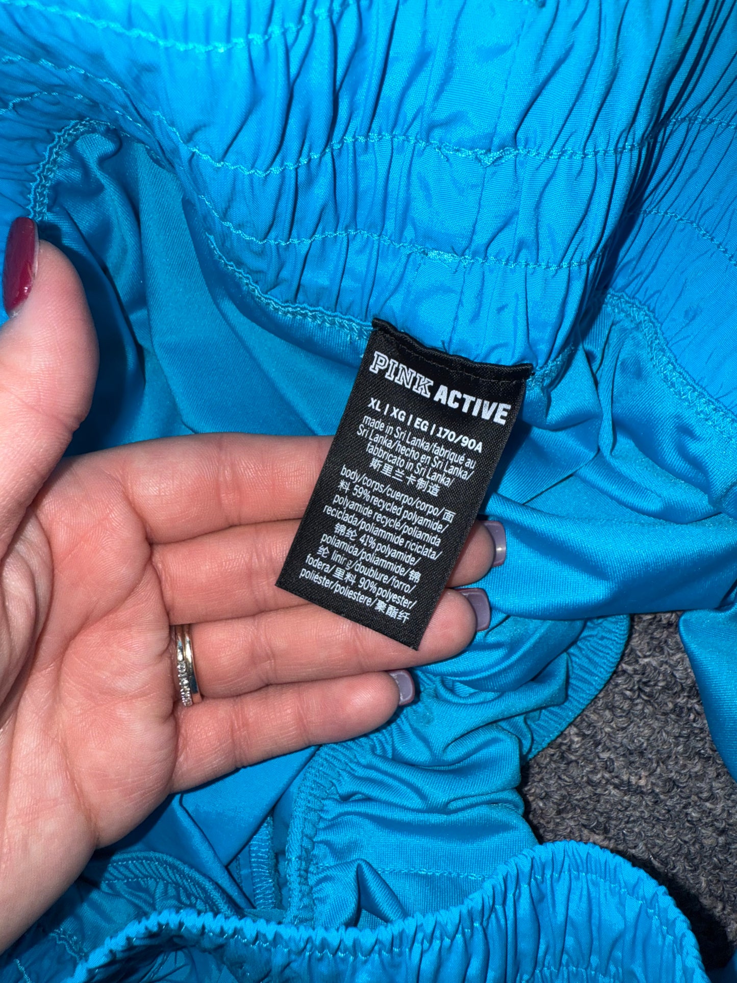 PINK Active (XL) Blue Sporty Shorts with Built in Undies