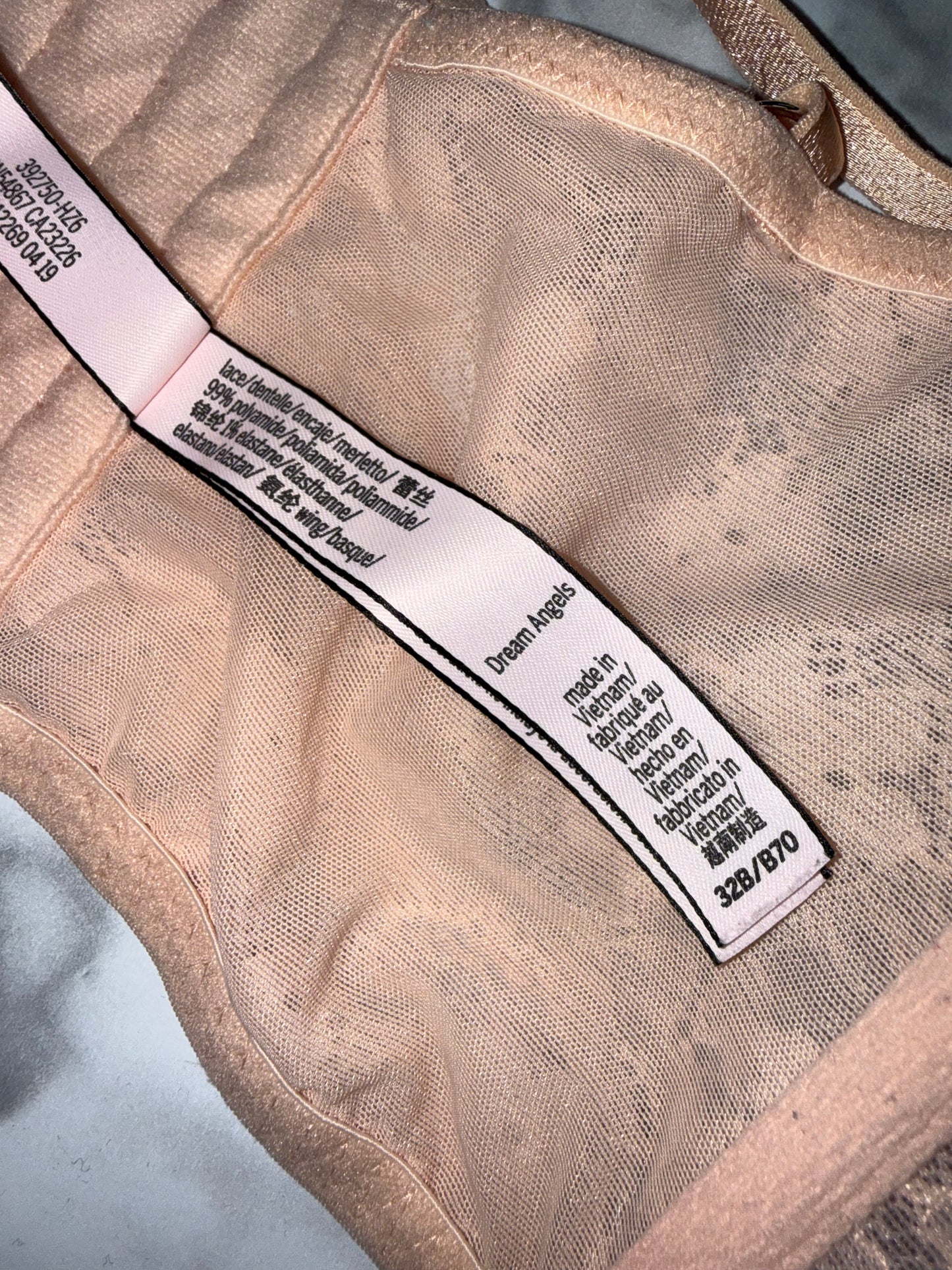 Victoria's Secret (32B) Blush Pink Floral Lace Dream Angels Corset Bra