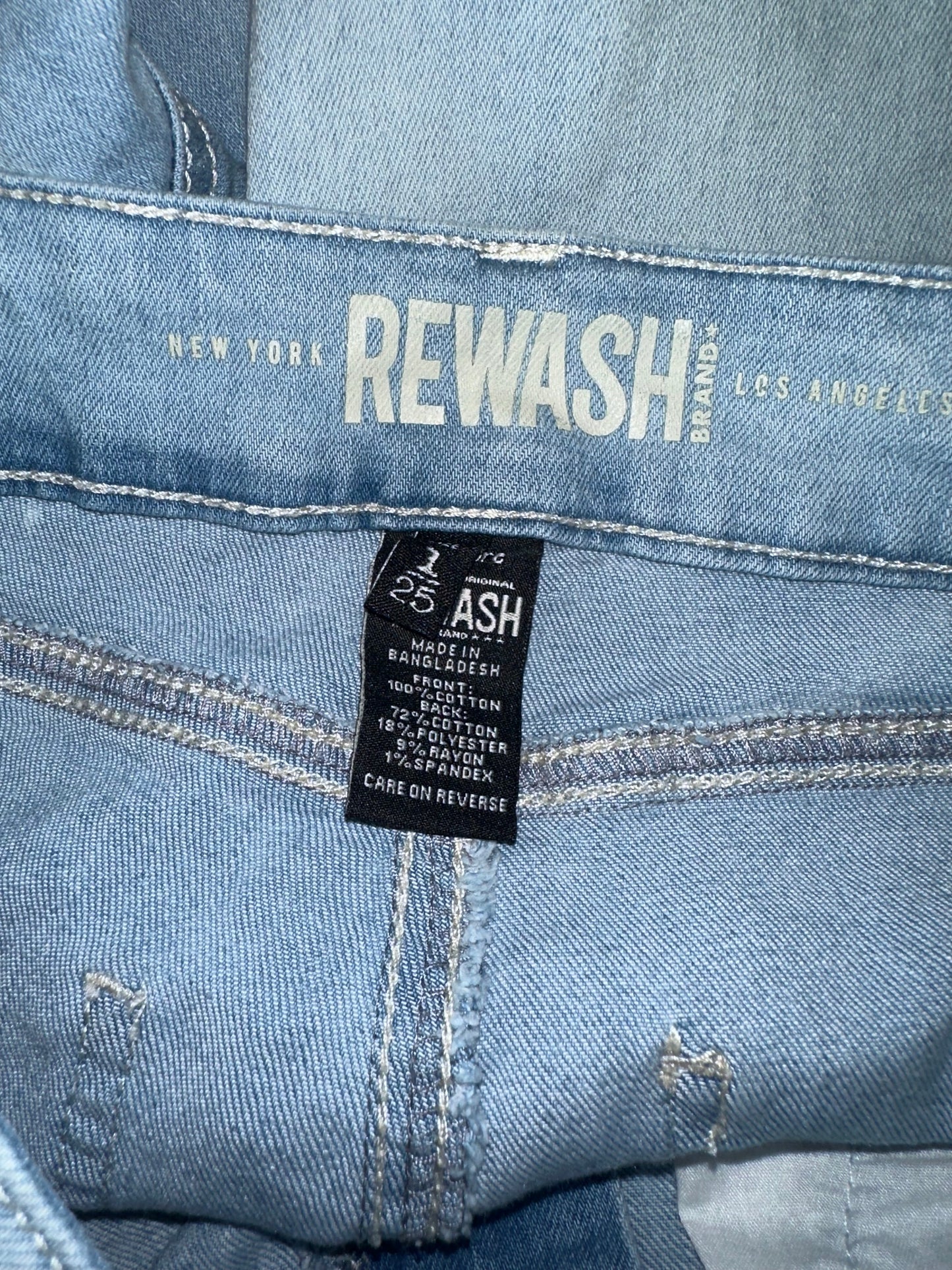 Rewash (1) Light Wash Super High Rise Vintage Reunion Distressed Jean Shorts