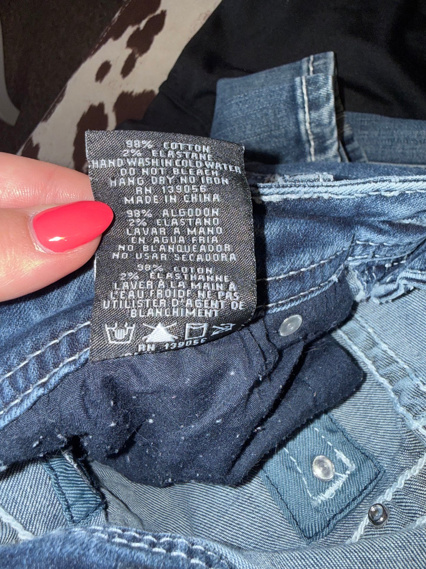 Grace (25) Denim Blue Jeans with Jeweled Pockets