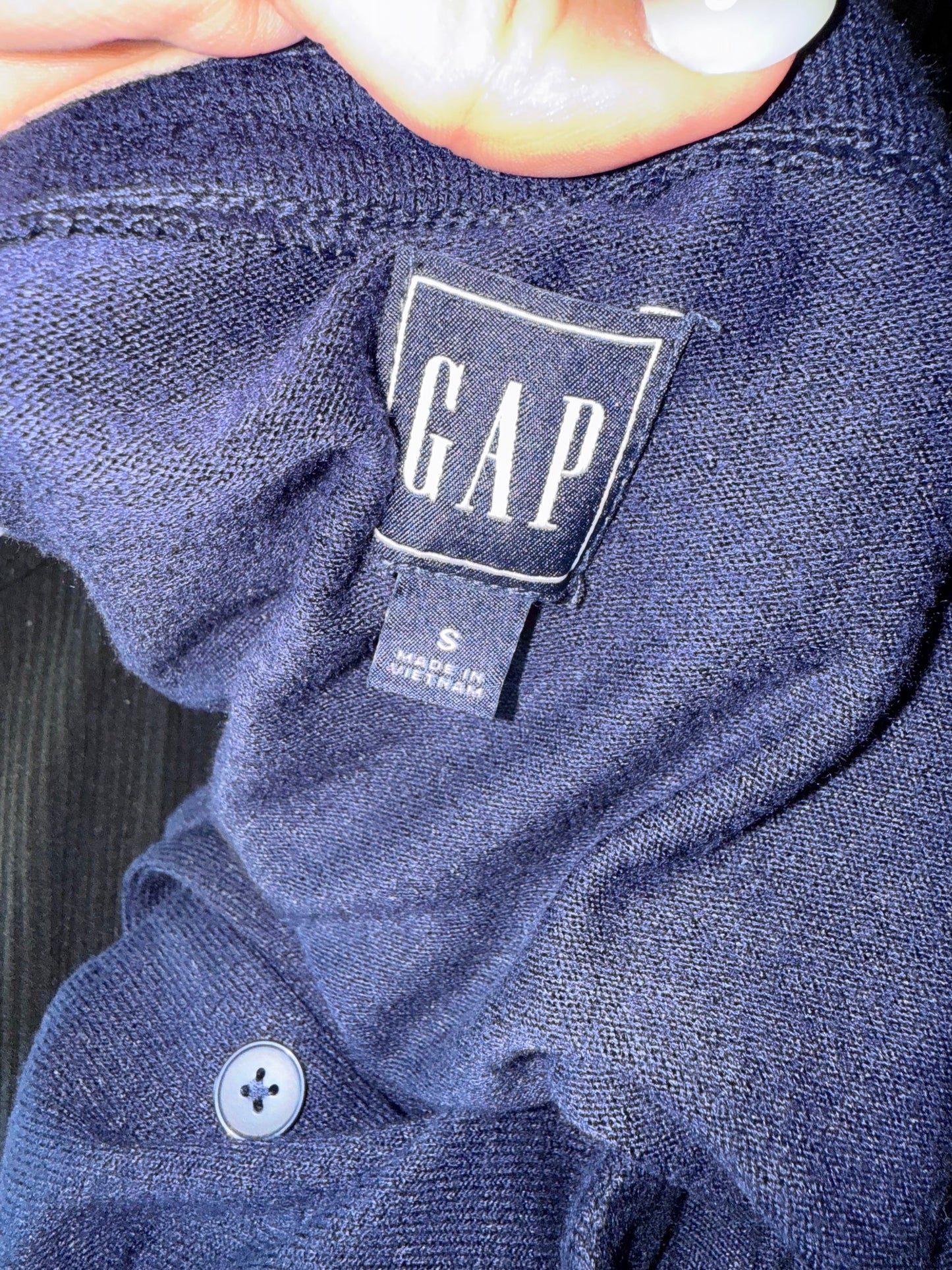 Gap (Small) Navy Blue Soft Jumpsuit with Pockets & Buttoned V-Neck