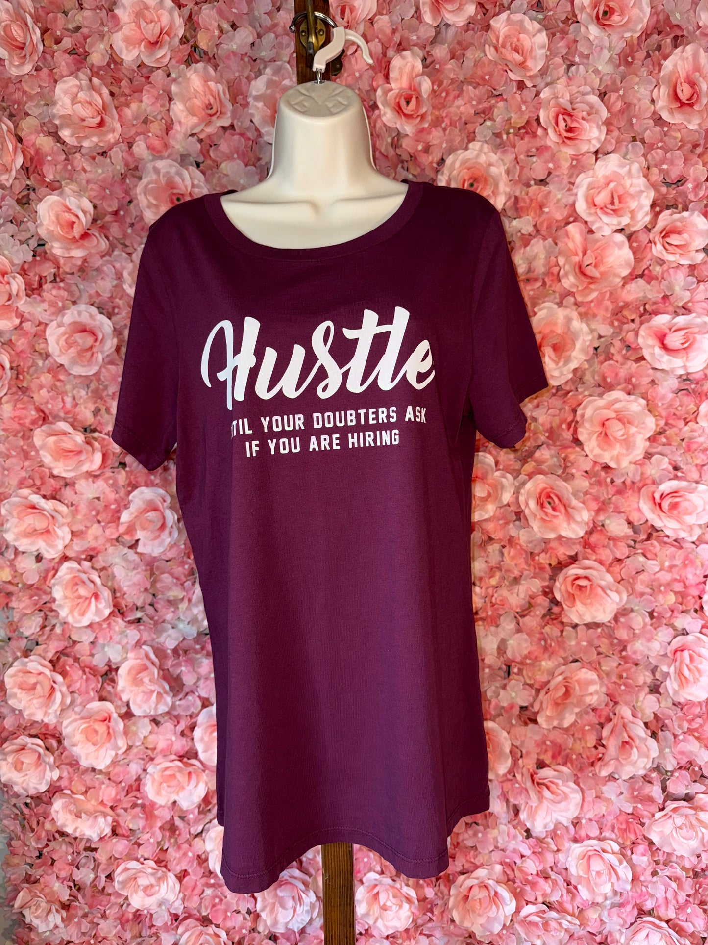 HRT & LUV (Large) Maroon/White Hustle T-Shirt