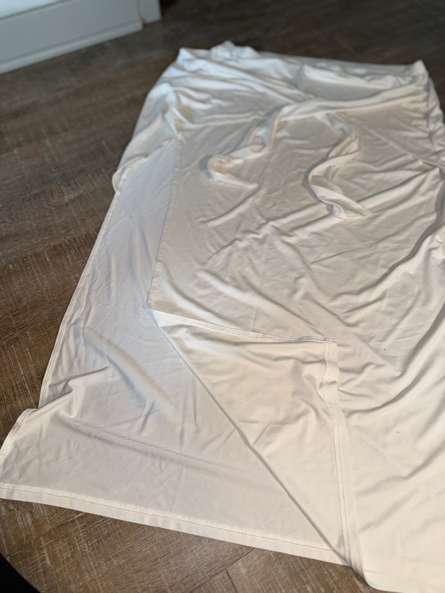 Buff Bunny (XXL) White Tied Maxi Skirt with Large Open Slit