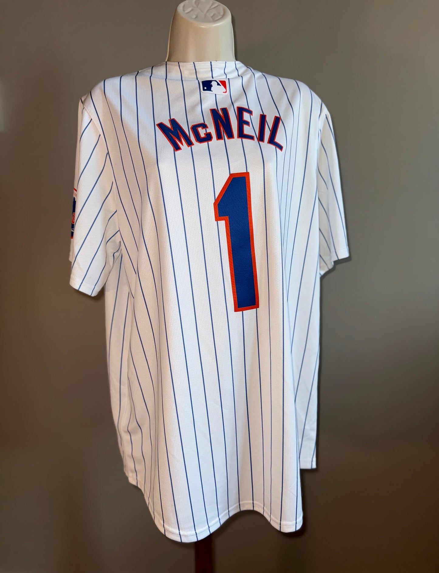 NWT Nike (Medium) Brand New Mets McNeil #1 Striped Baseball Jersey