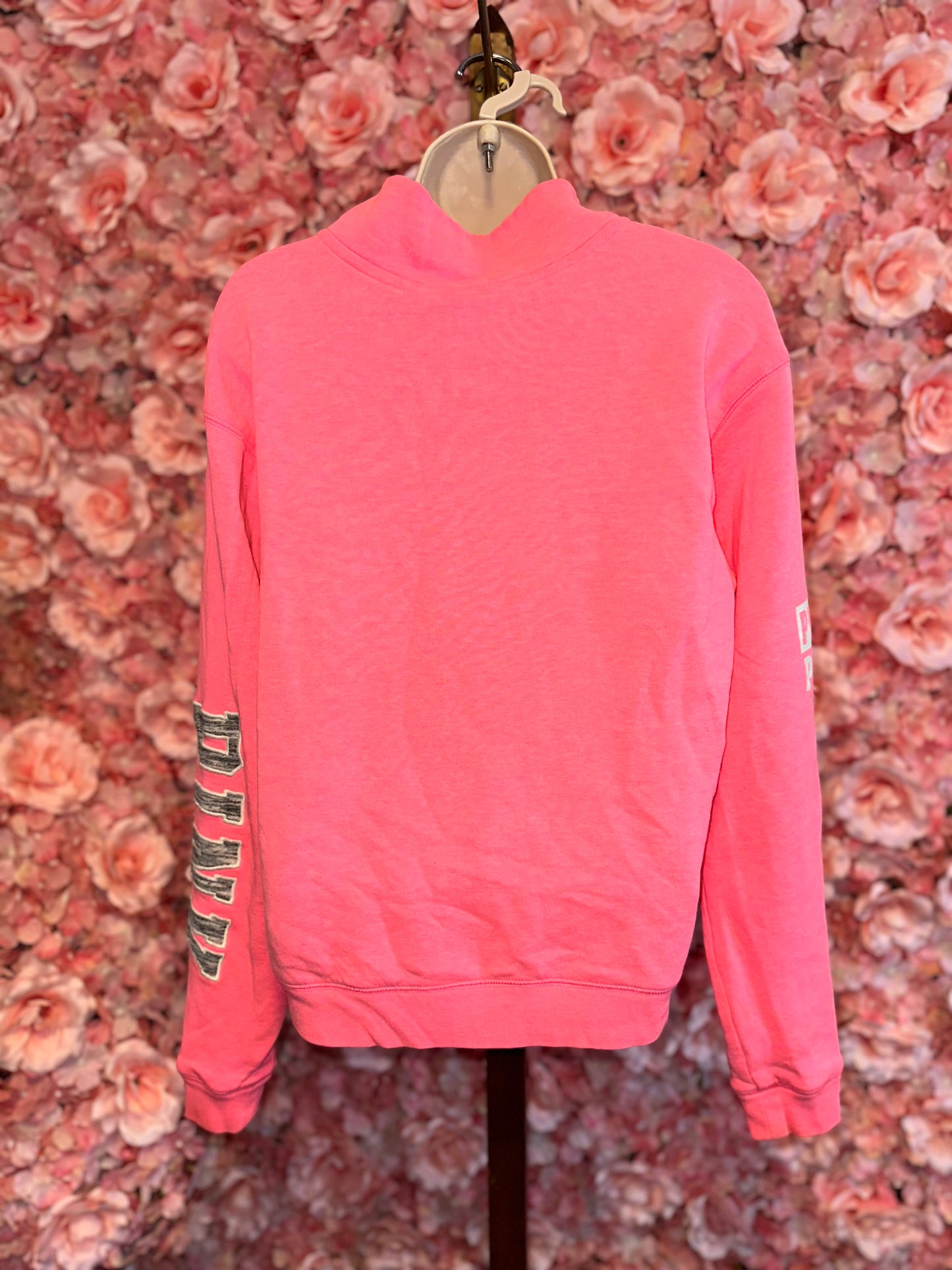 PINK Victoria's Secret (Small) Hot Pink Quarter Zip Up with 'PINK' Sleeves