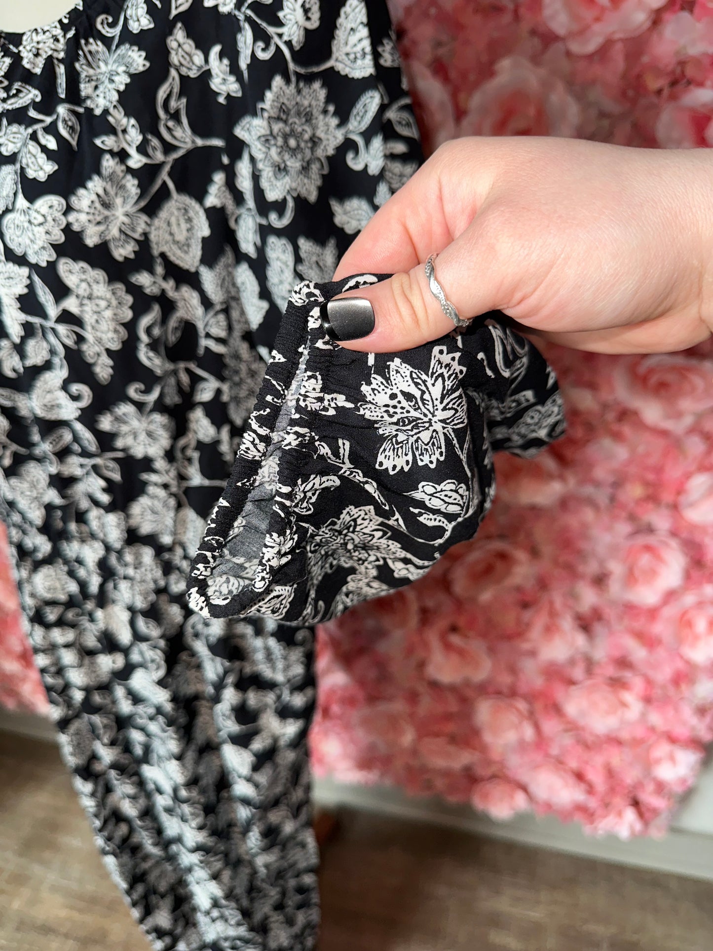 NWT Old Navy (Small) B&W Floral Pattern Jumpsuit