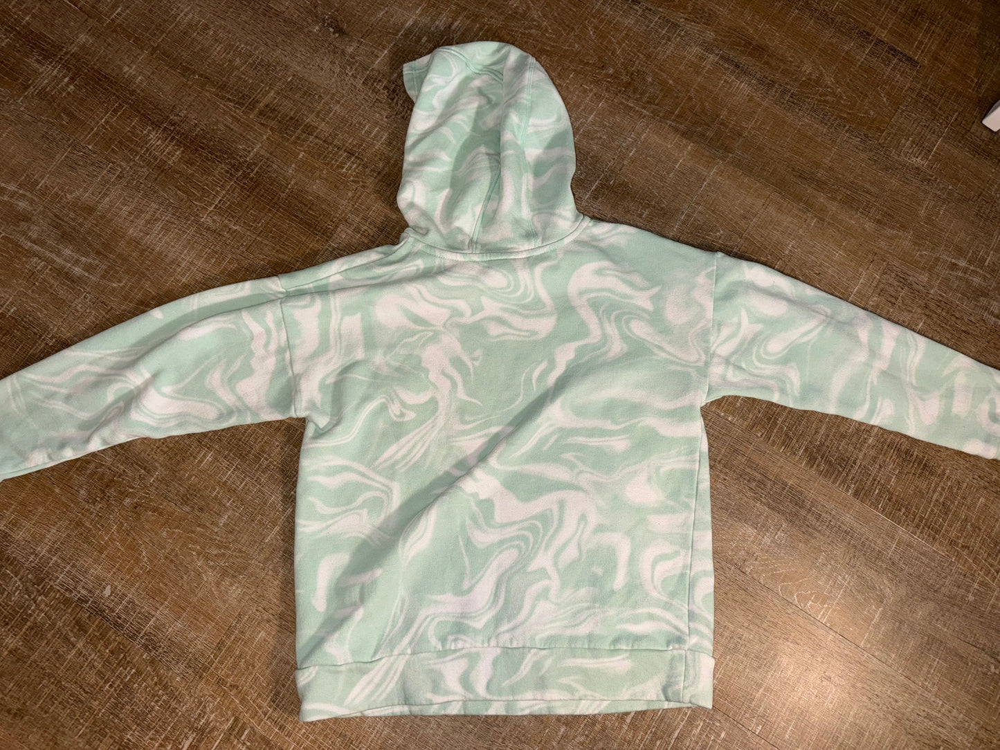 adidas (Medium (10-12)) Blue//White Swirl Pattern Kids Hoodie