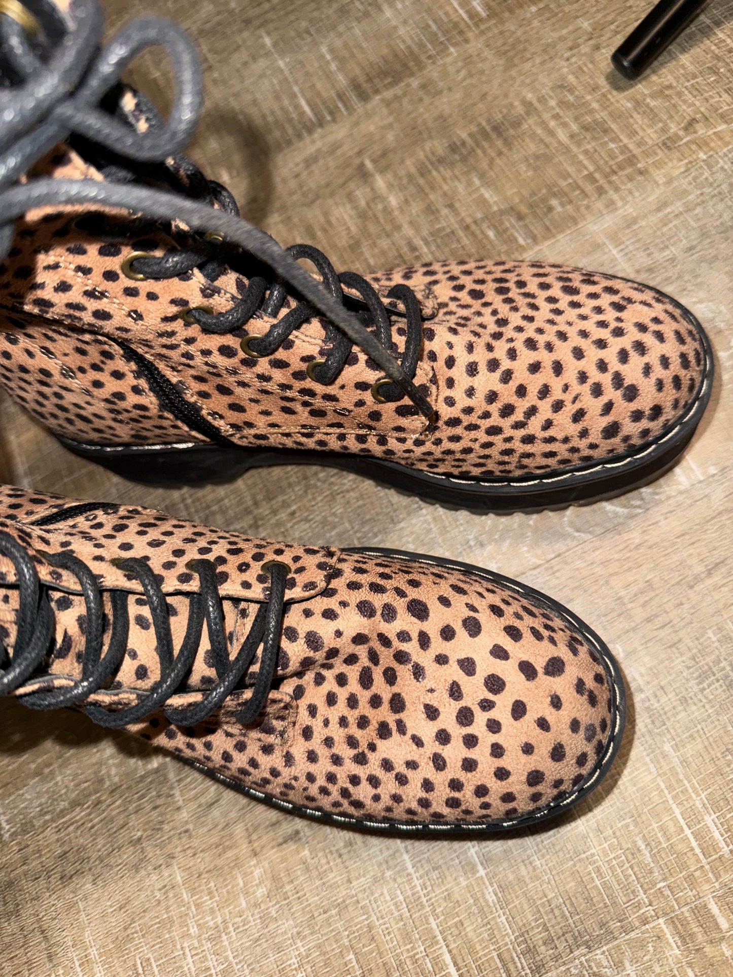 Unionbay (8) Neutral Cheetah Print Combat Platform Boots