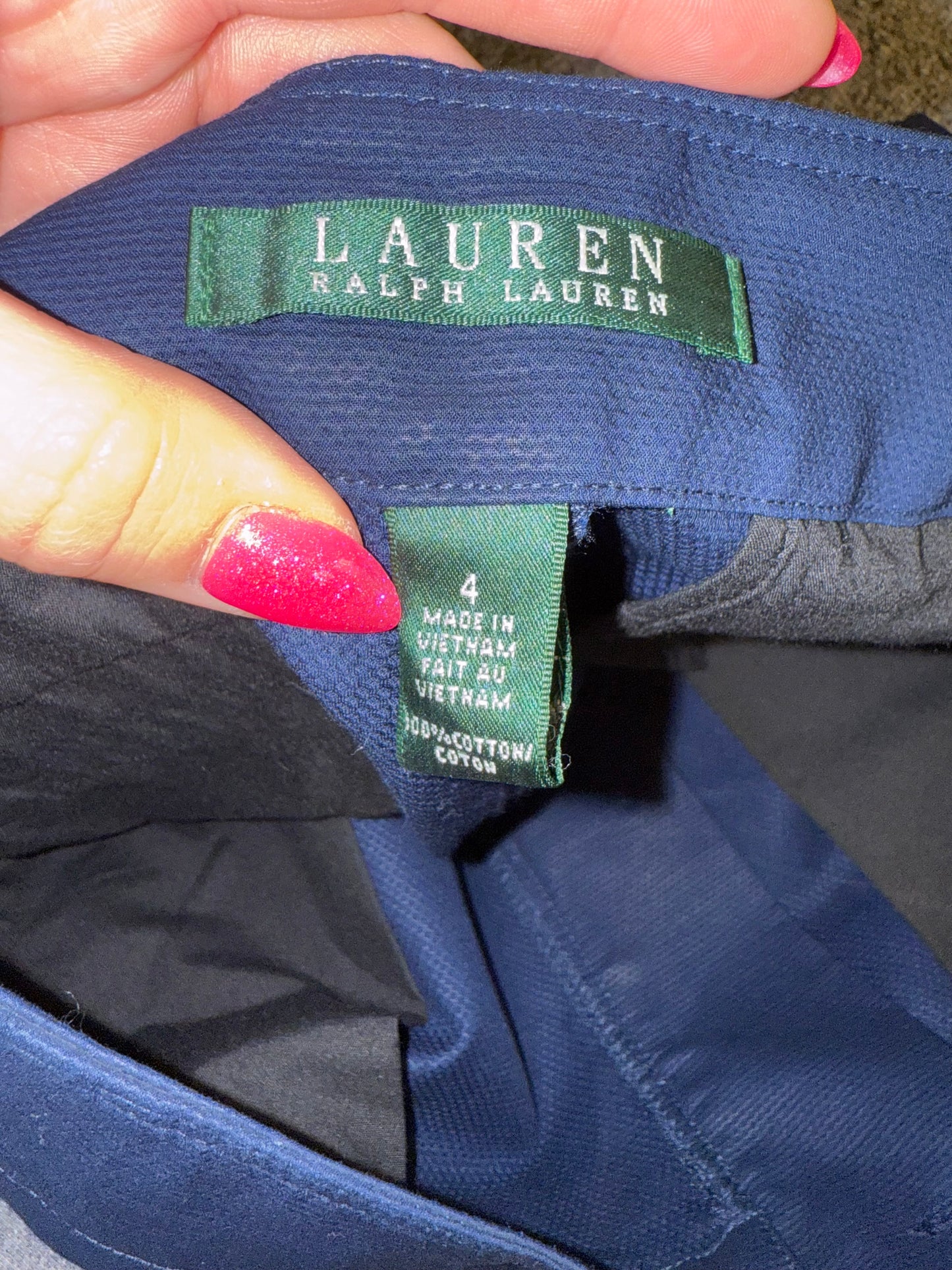 NWT Polo By Ralph Lauren (4) Brand New Navy Blue Dress Shorts with Buttoned Side