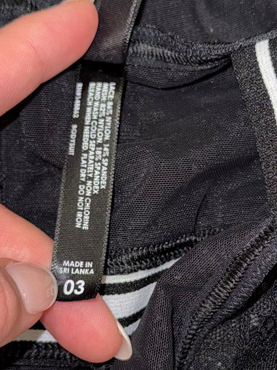 Torrid (3) Black and White Lace//Sheer Lingerie Bodysuit