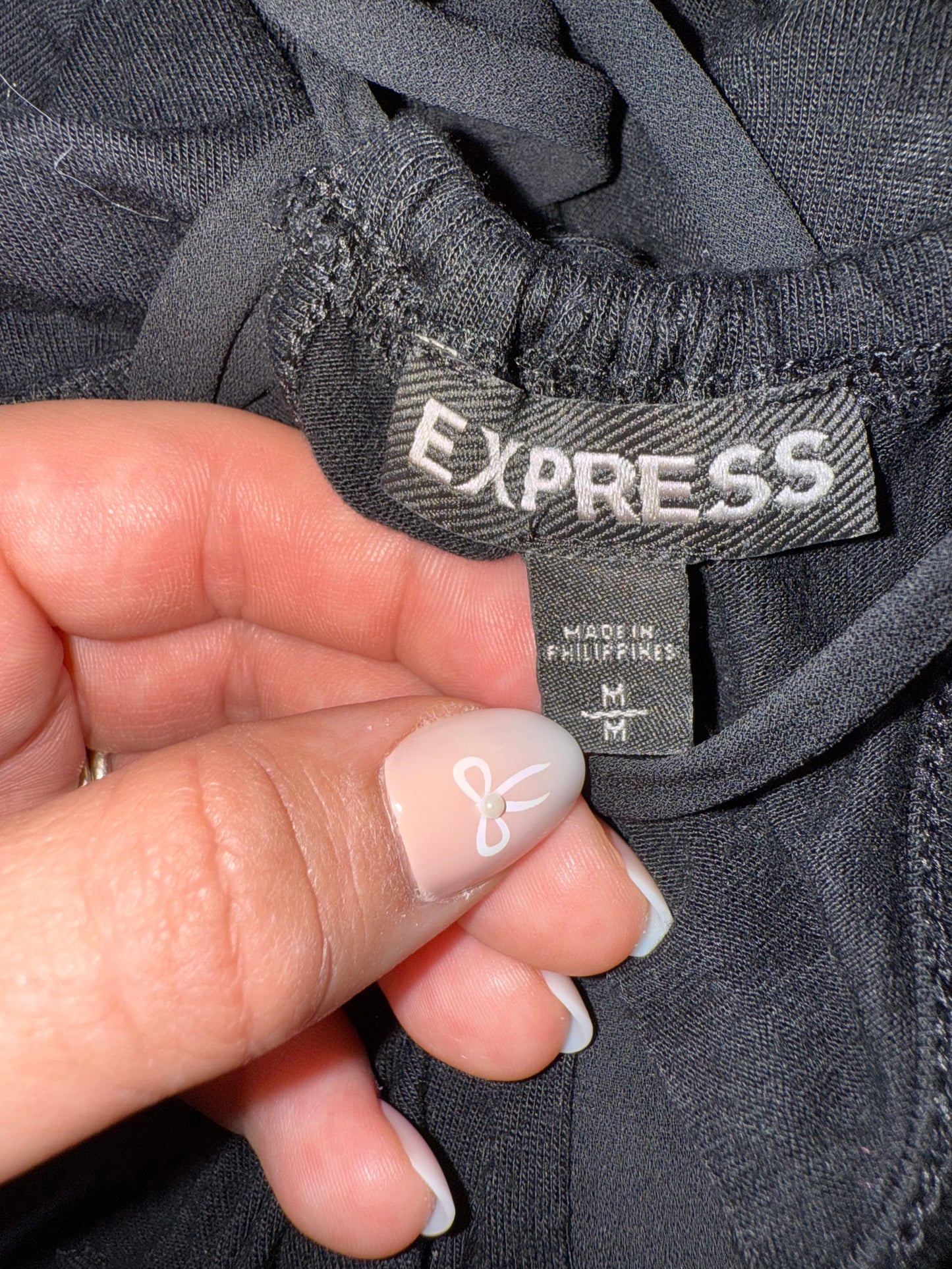 Express (Medium) Black Tank Top with Pleated Front