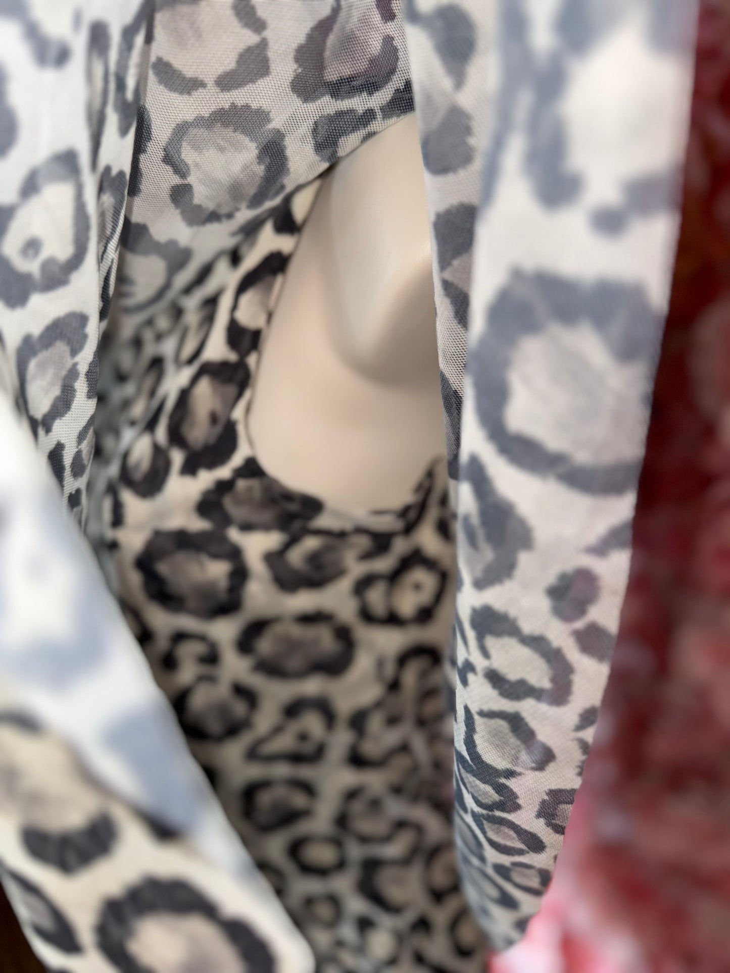 White House Black Market (XXS) Cheetah Print Sheer One Shoulder Blouse
