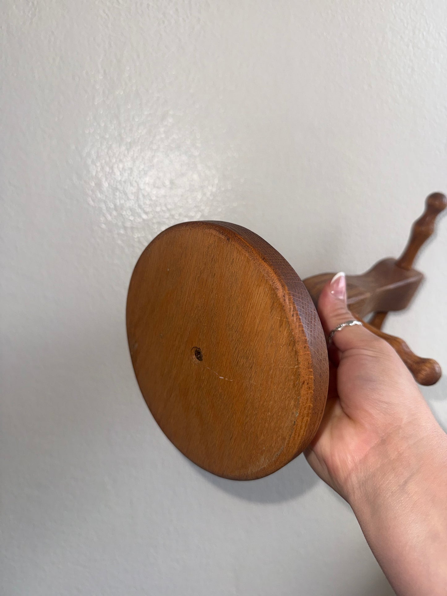 Vintage Brown Wooden Mug Tree Stand Holder