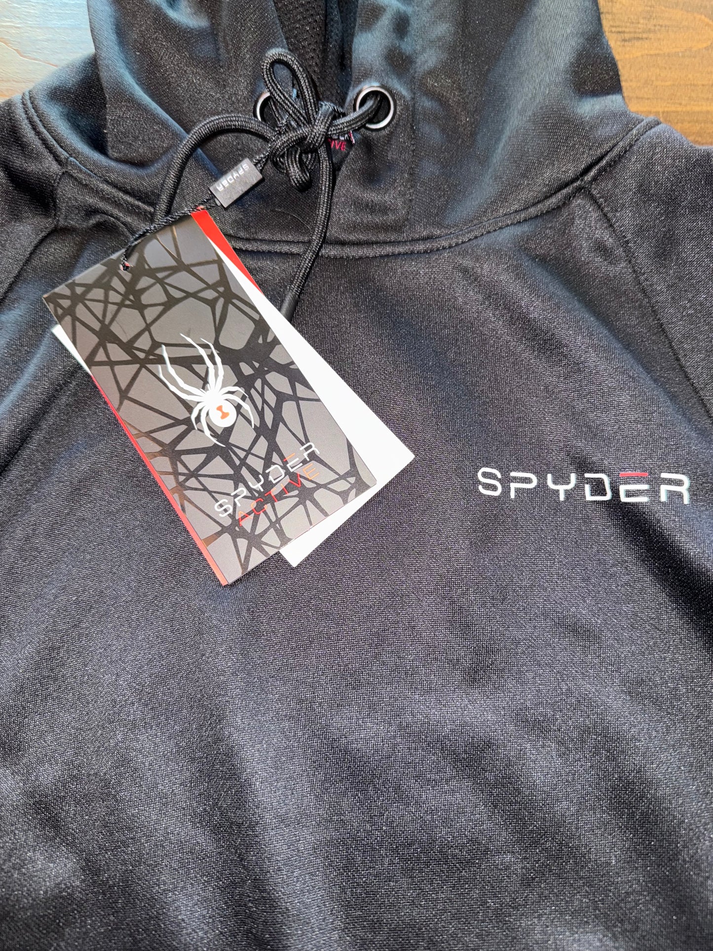NWT Spyder (Small) Brand New Black Hoodie with Zipped Pocket on Sleeve