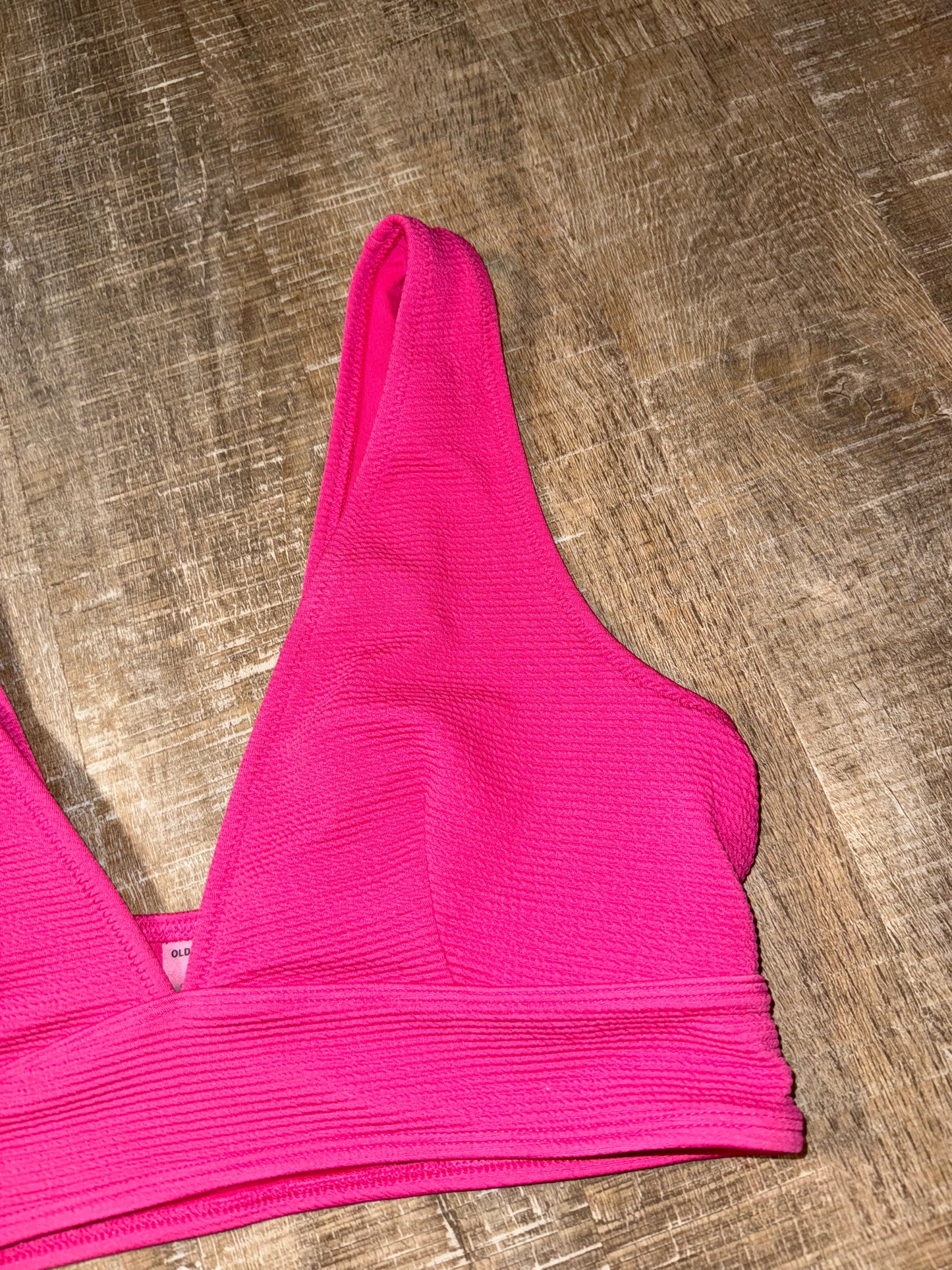 Old Navy (XL) Hot Pink Waffle Knit Swim Bikini Top