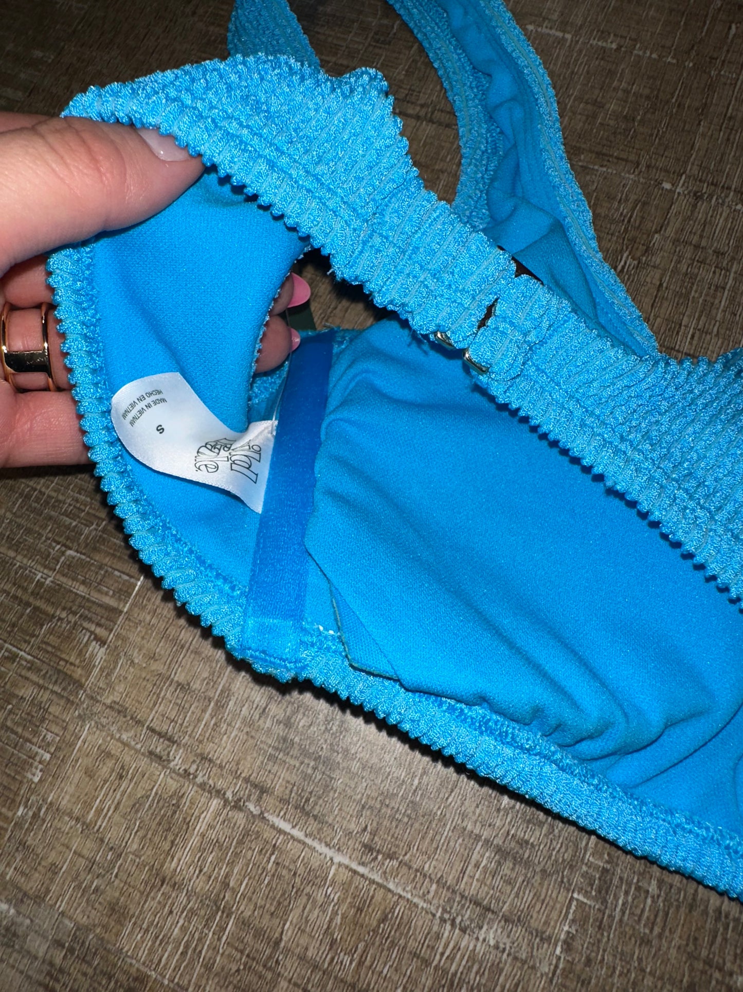 NWT Wild Fable (Small) Brand New Blue Textured Swimsuit Bikini Top