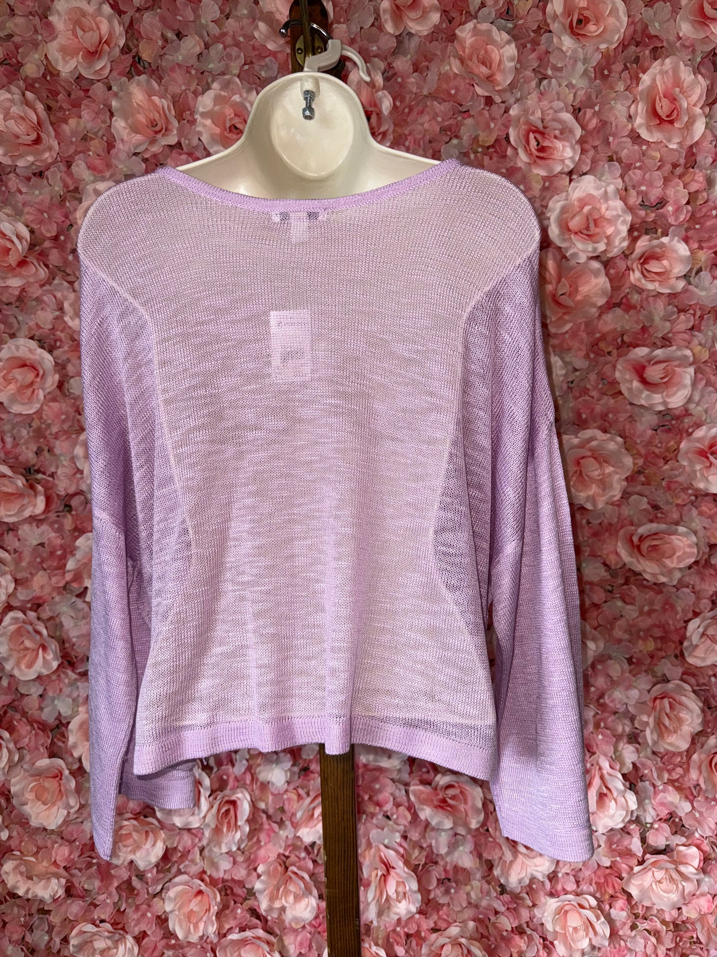 NWT Versona (Large) Brand New Purple Wide Arm Long Sleeve Knit See Through