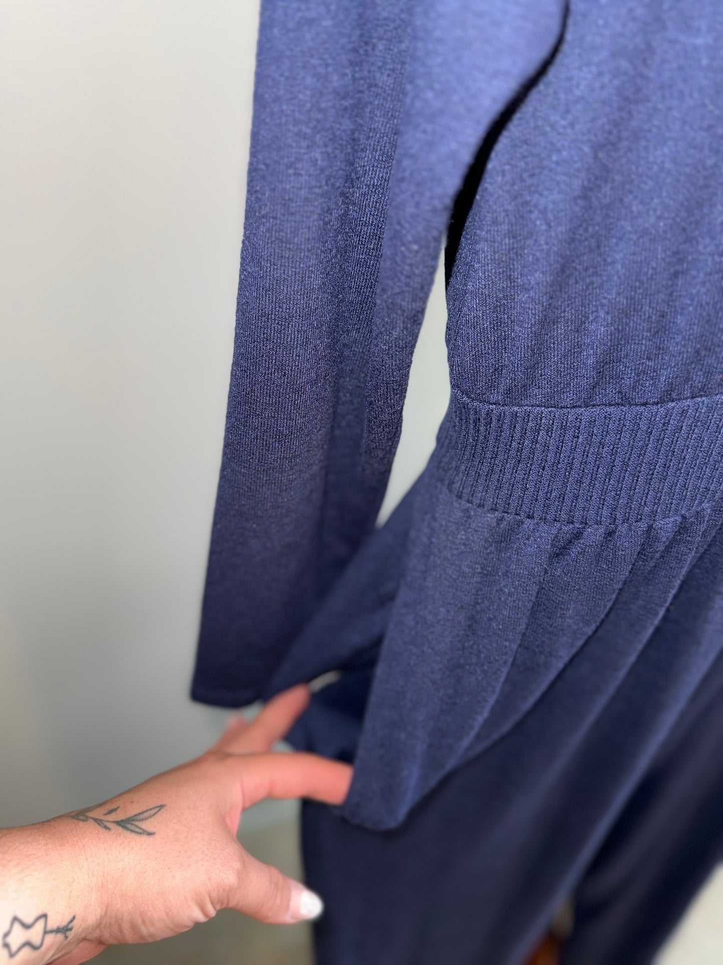 Gap (Small) Navy Blue Soft Jumpsuit with Pockets & Buttoned V-Neck