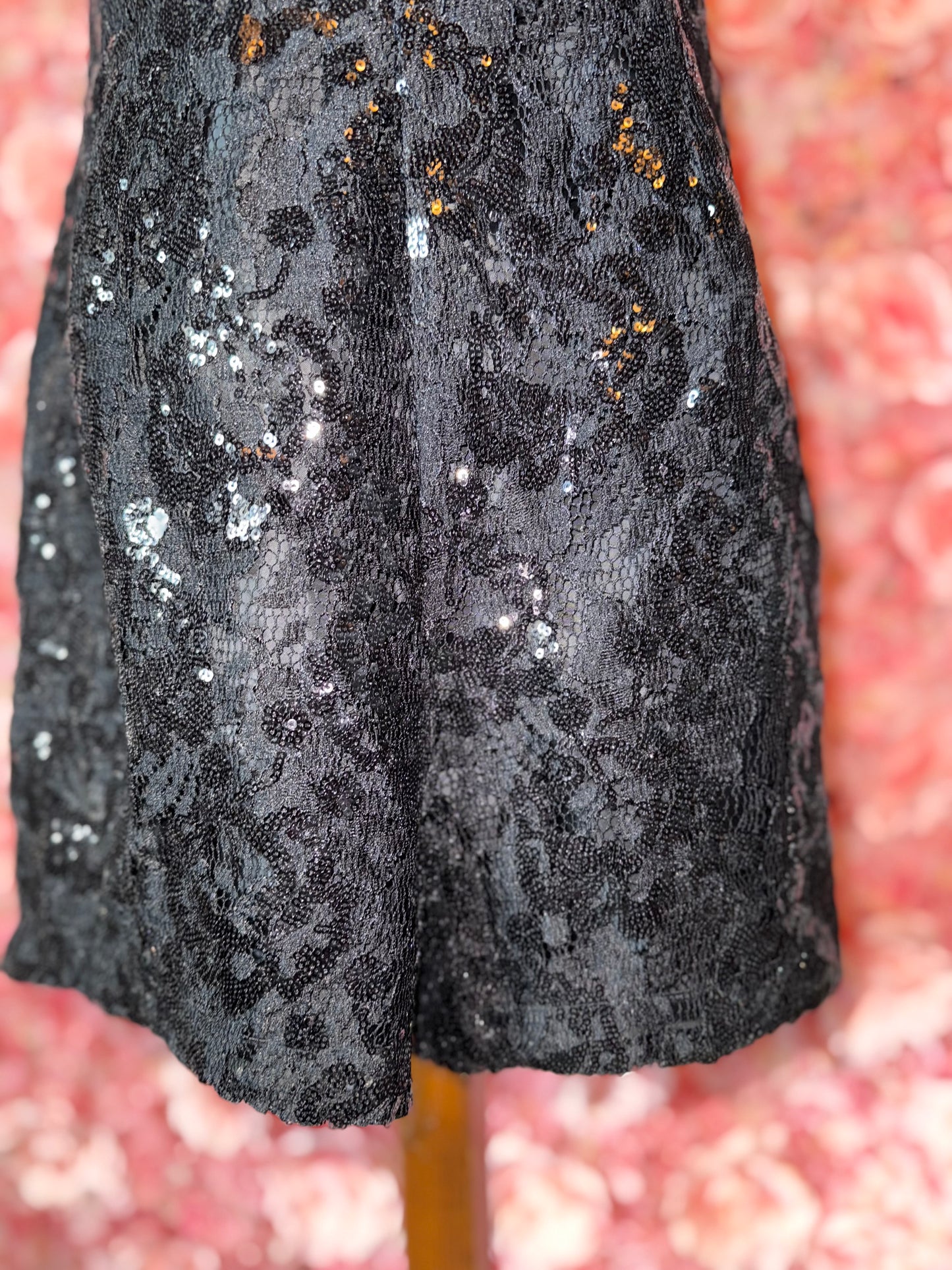 Express (8) Black Sequin Strapless Romper