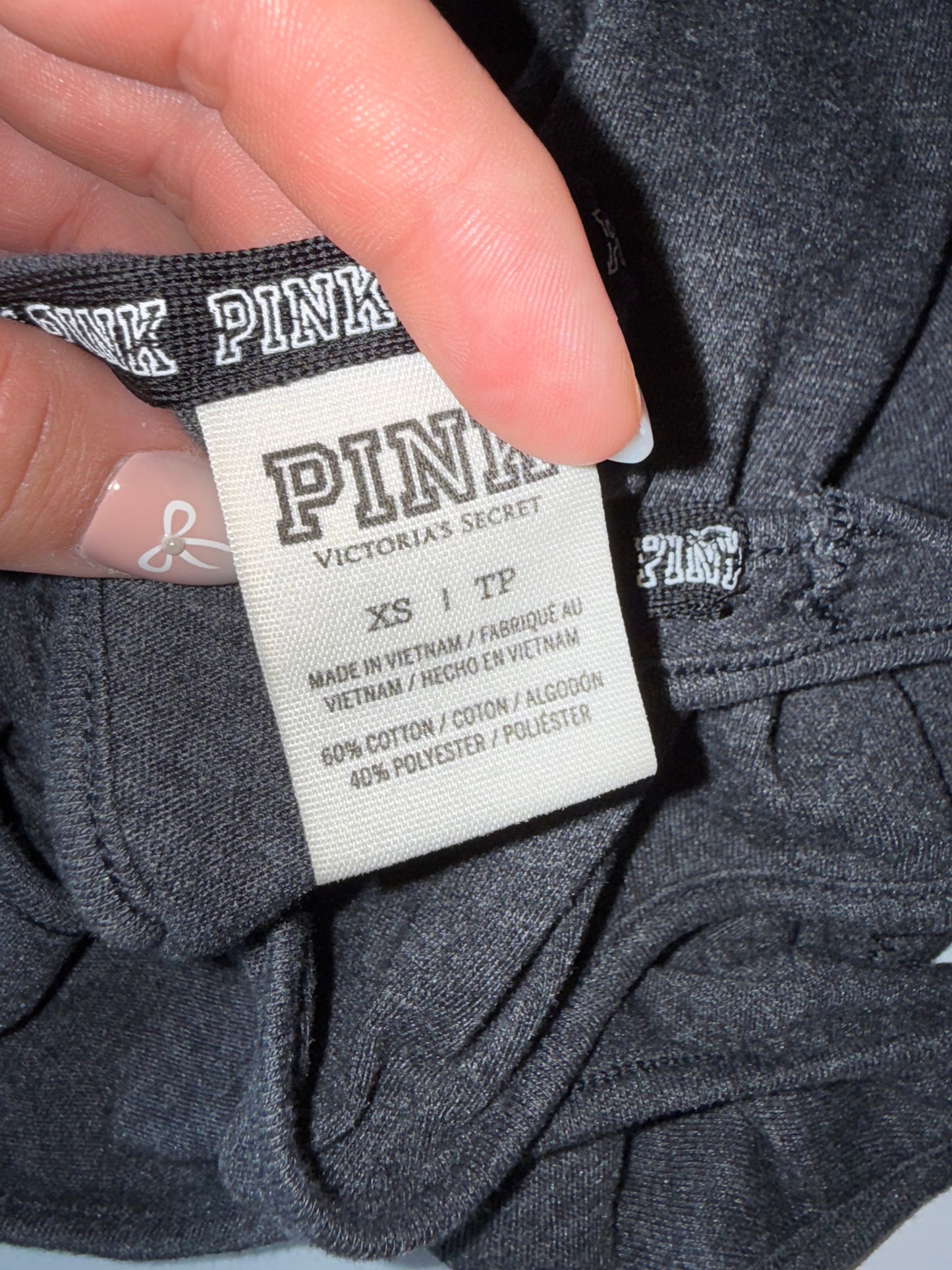 PINK Victoria's Secret (XS) Grey Tank Top with 'Just Keep Spinning' Front