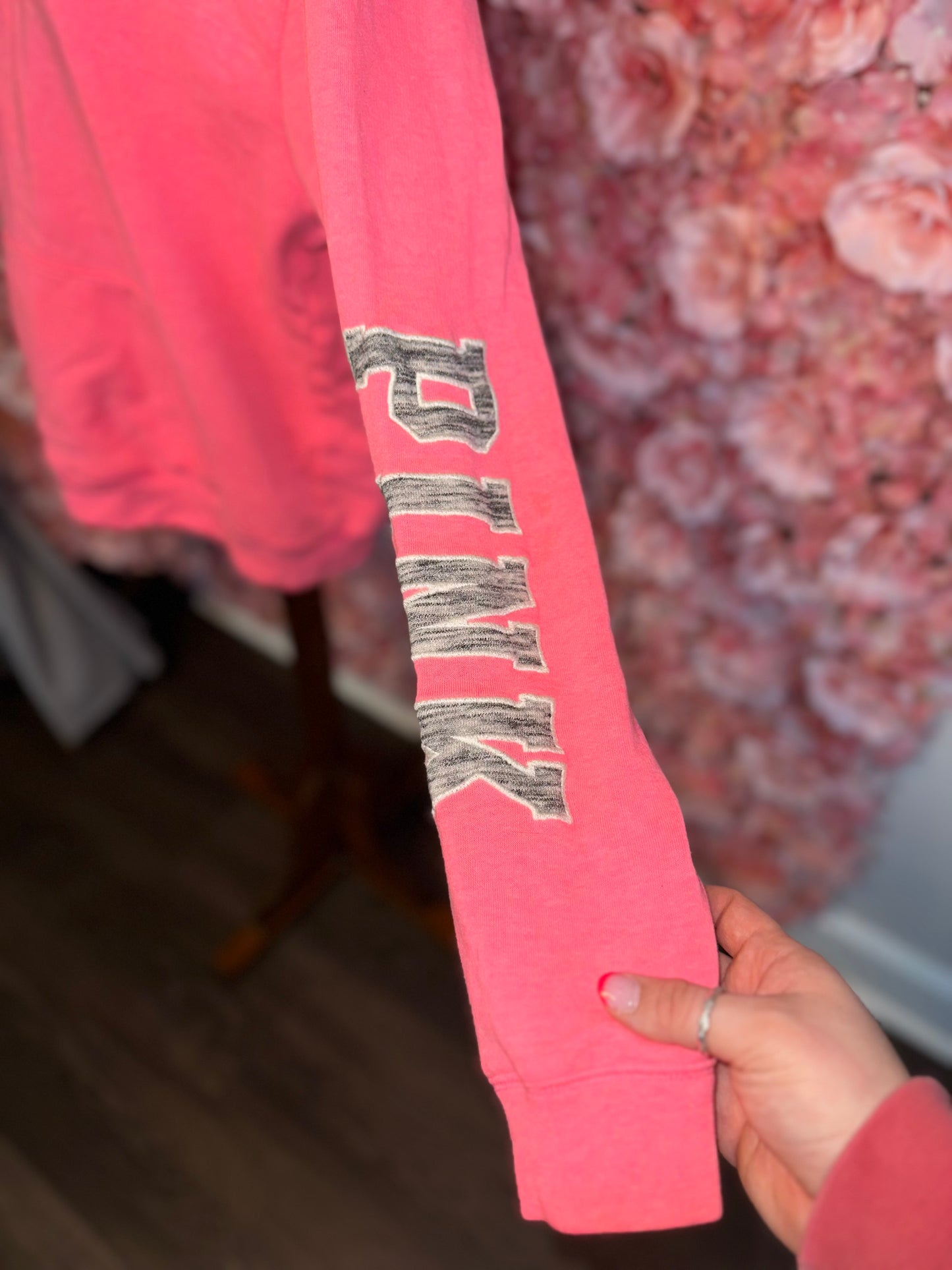 PINK Victoria's Secret (Small) Hot Pink Quarter Zip Up with 'PINK' Sleeves