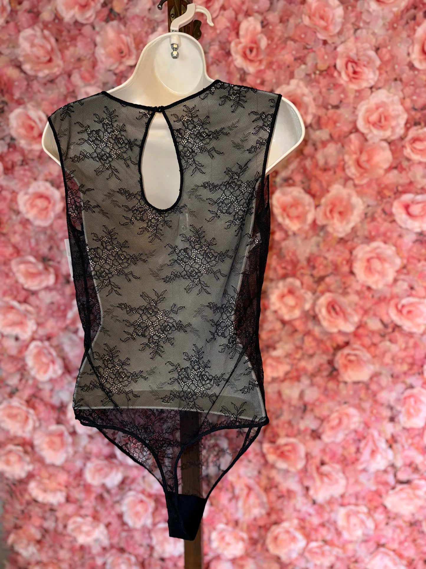 NWT Auden (Large) Brand New Black Lace Thong Bodysuit