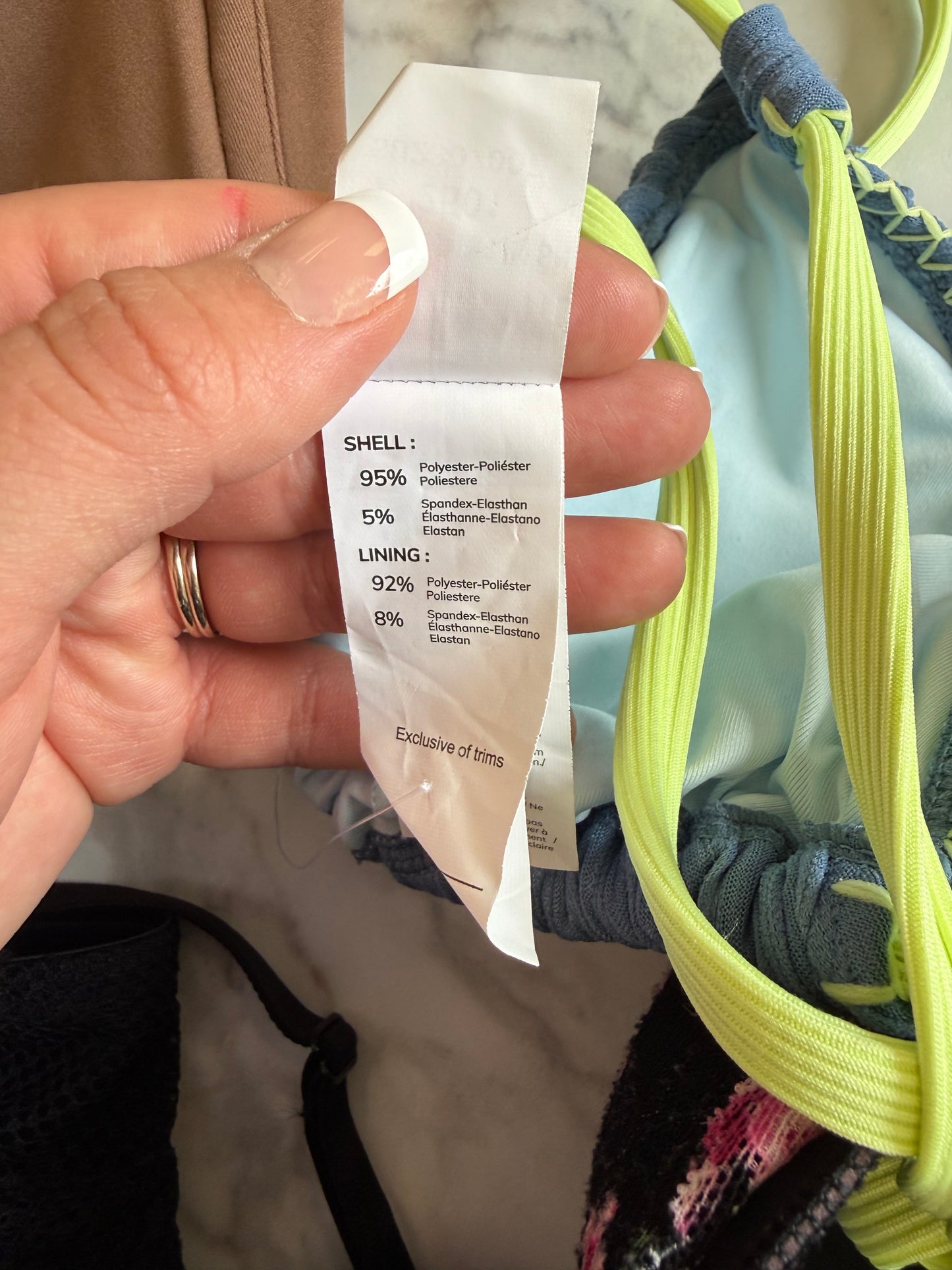NWT CUPSHE (Medium) Blue/Green Ribbed Bikini Top