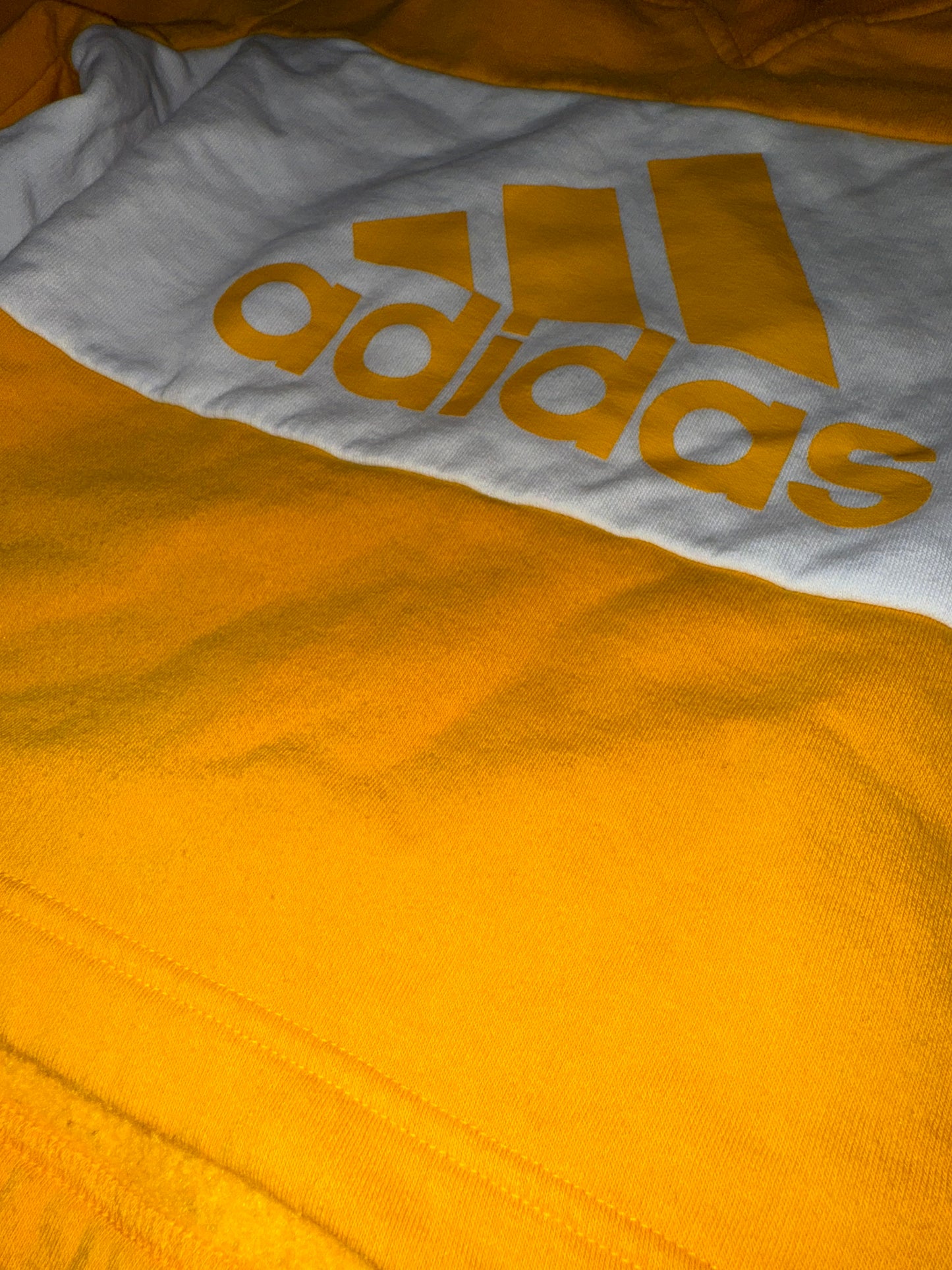 adidas (Kids Small) Yellow and White Color Block Crewneck Sweatshirt