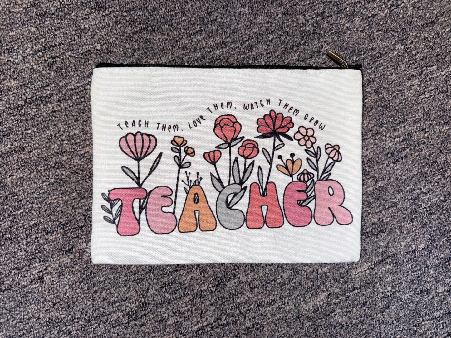 Floral Teacher Canvas Pouch