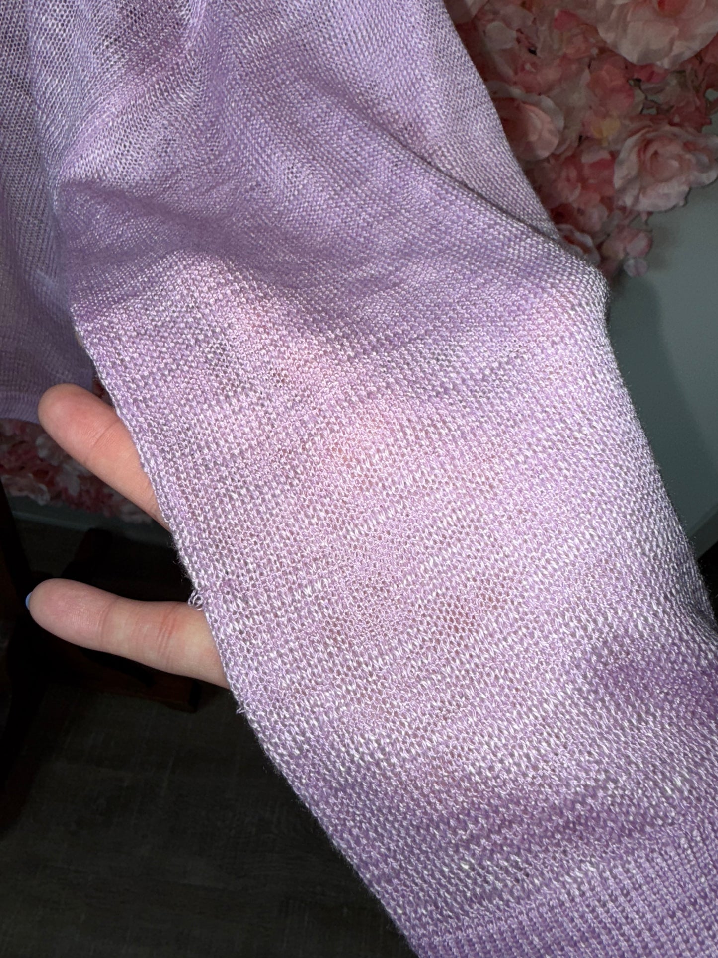 NWT Versona (Large) Brand New Purple Wide Arm Long Sleeve Knit See Through