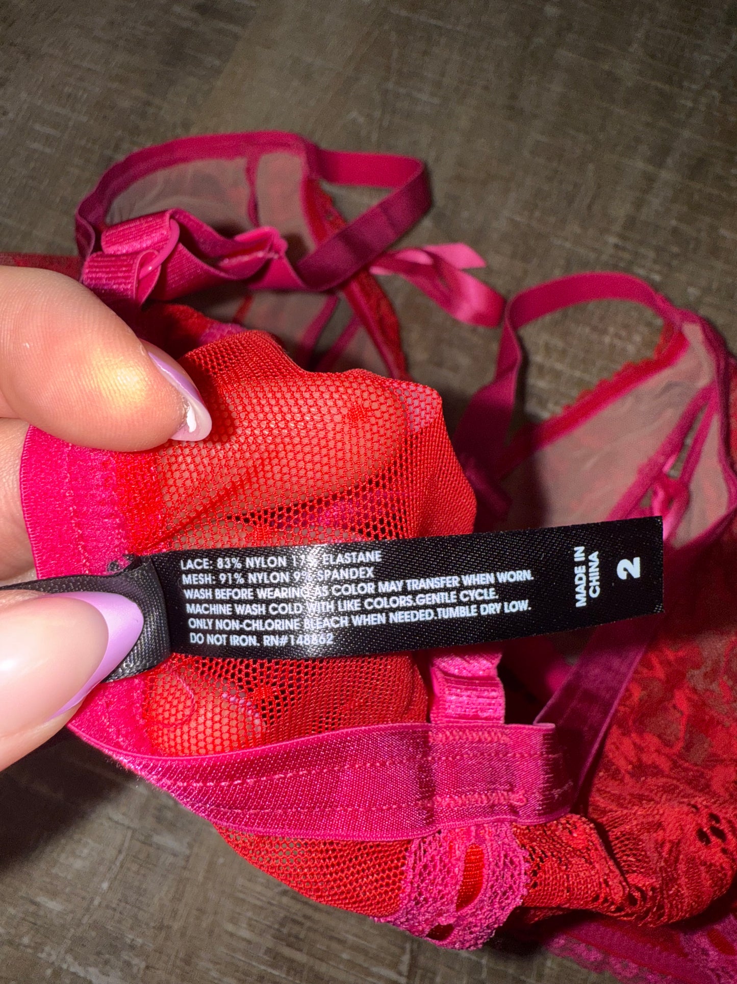 Torrid (2) Pink & Red Lace Lightweight Bralette