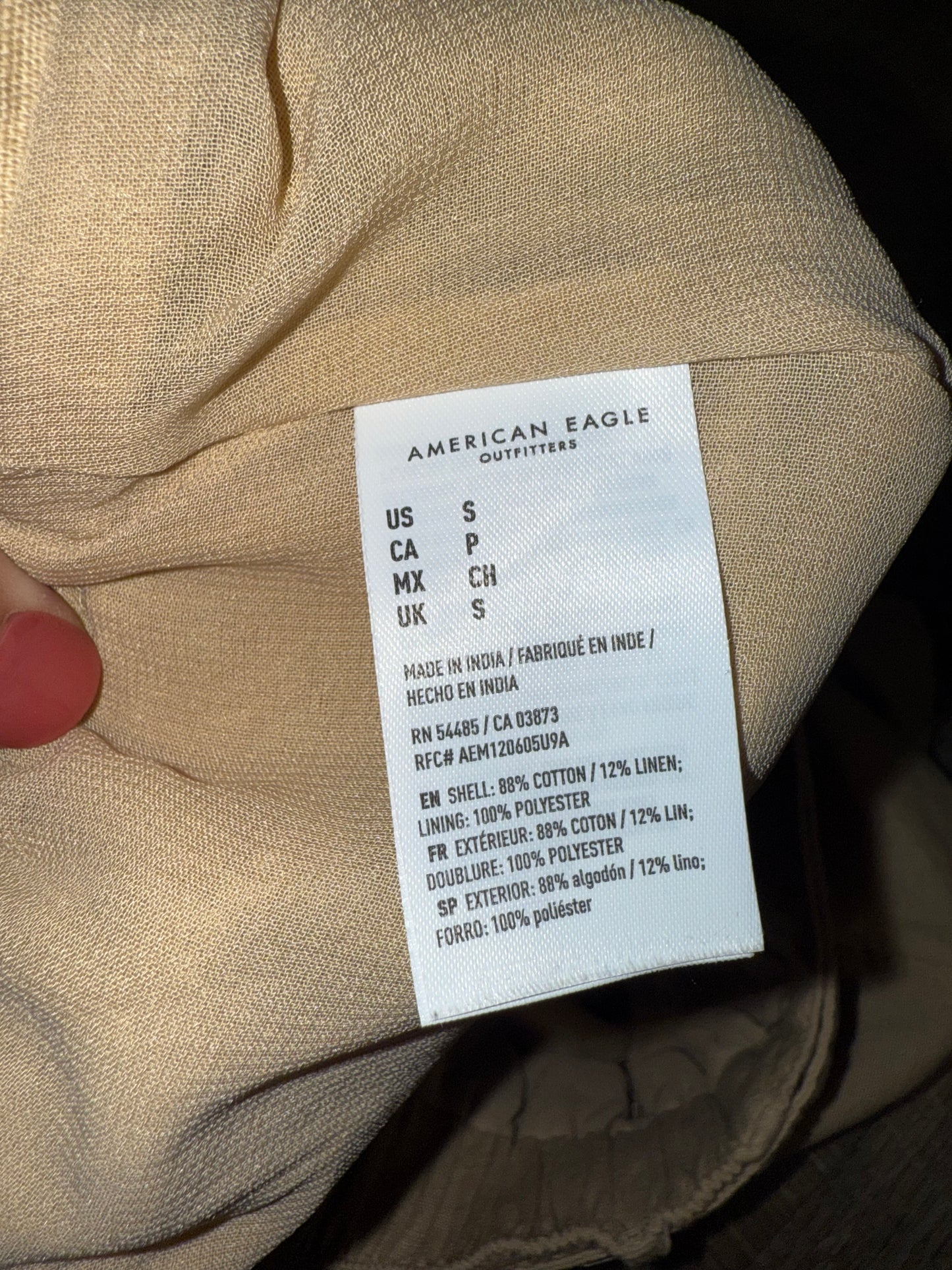American Eagle (Small) Tan Linen Button Up Skirt