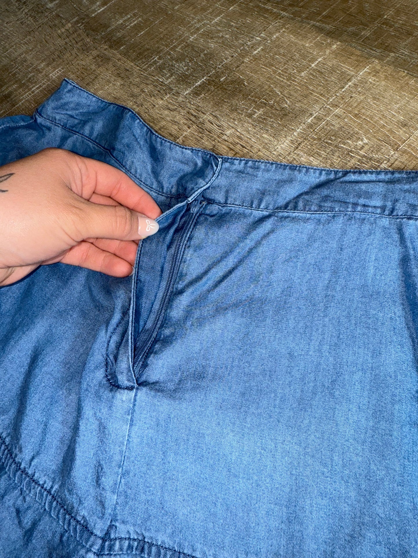1250 Degree (Small) Blue Lightweight Shorts with Frayed Bottoms