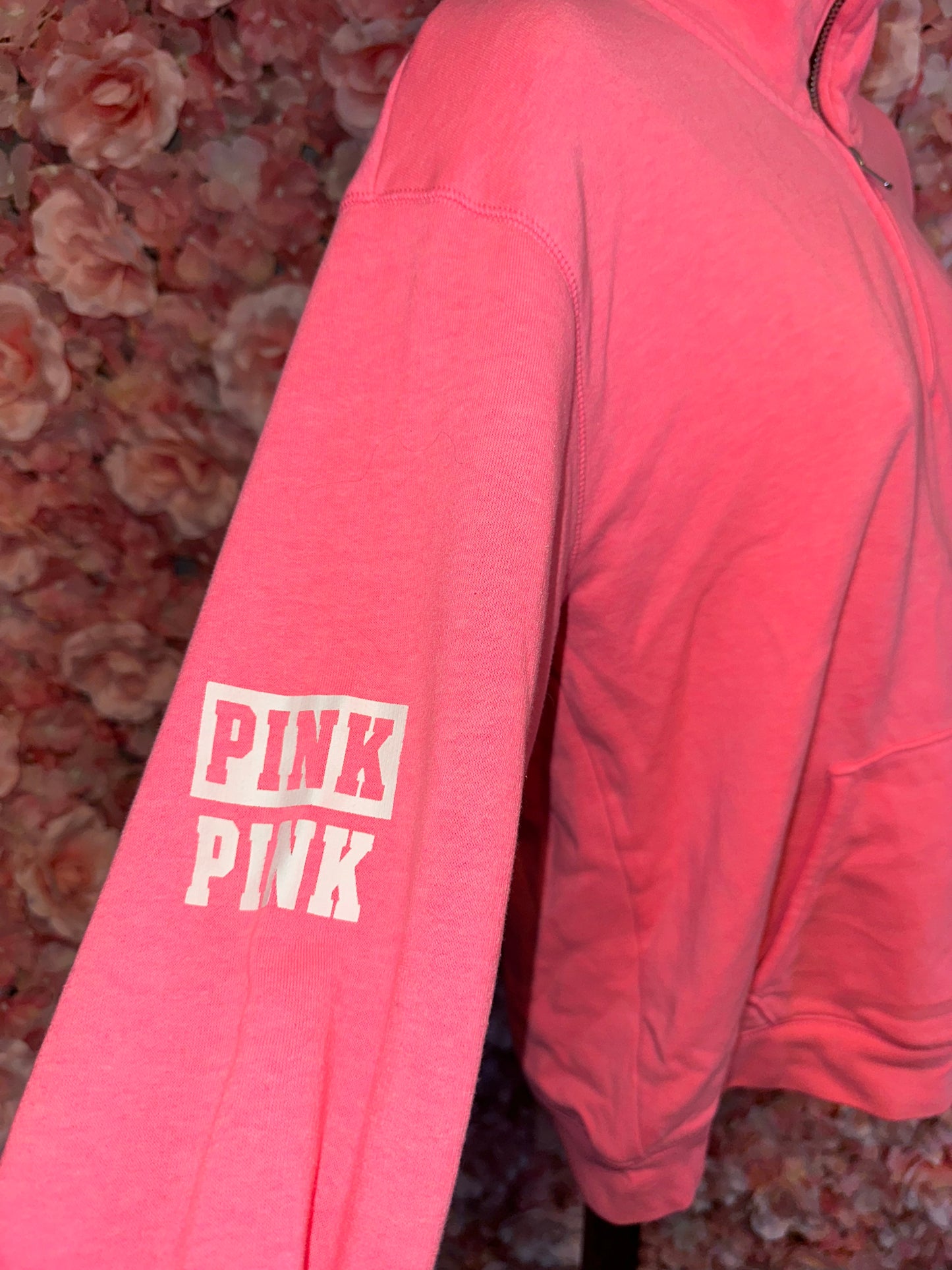 PINK Victoria's Secret (Small) Hot Pink Quarter Zip Up with 'PINK' Sleeves