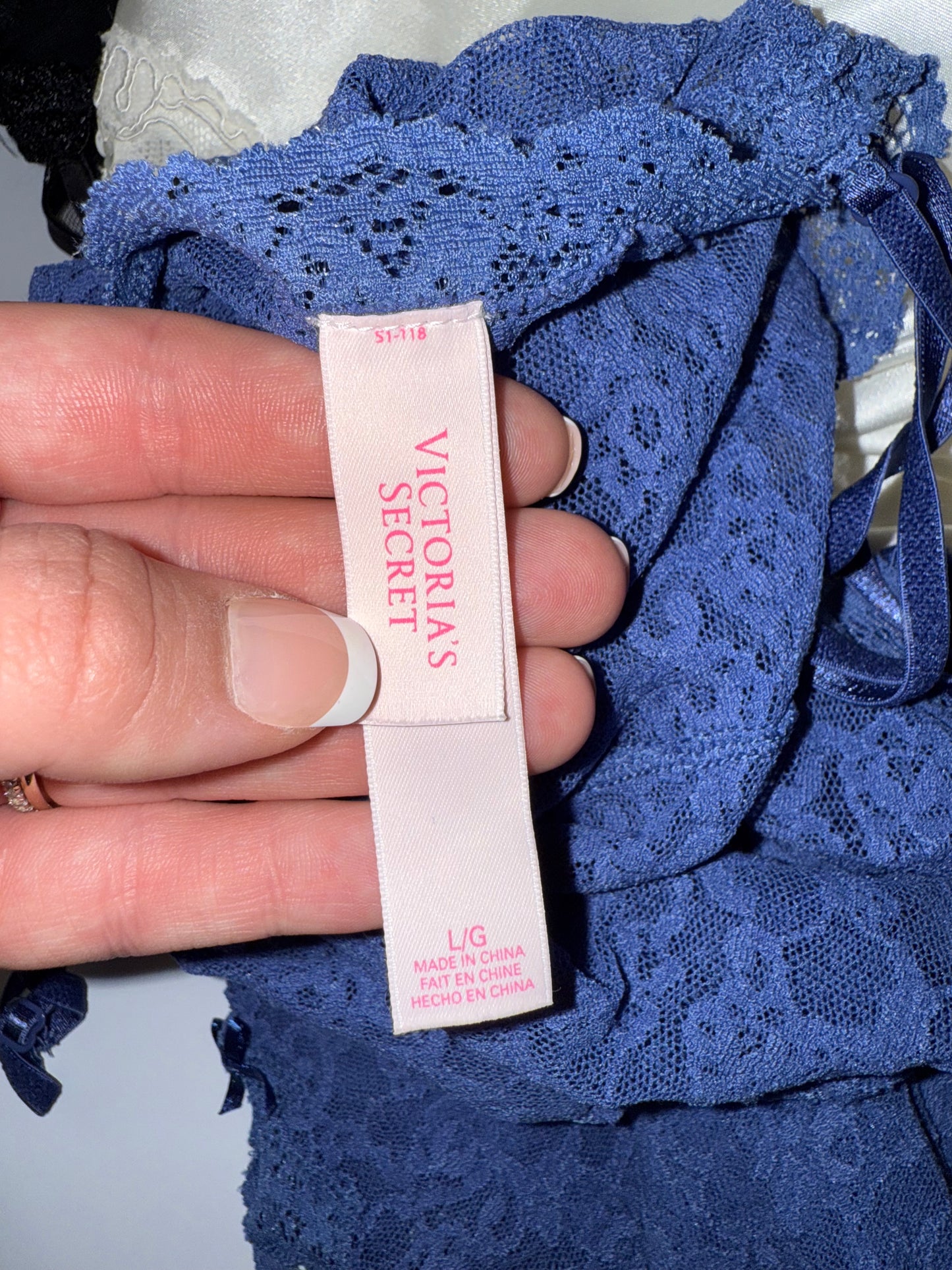 Victoria's Secret (Large) Blue Lace Chemise Slip