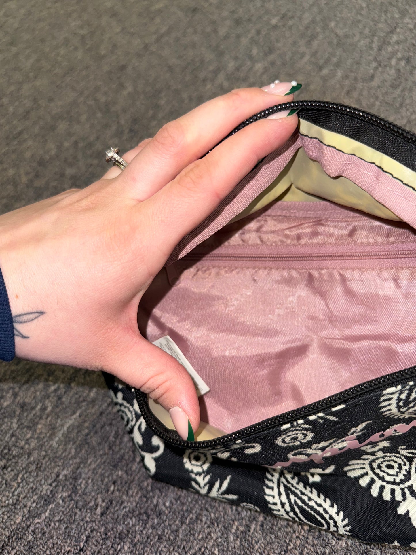 Champion Black & White Paisley Pattern Fanny with Pink Logo