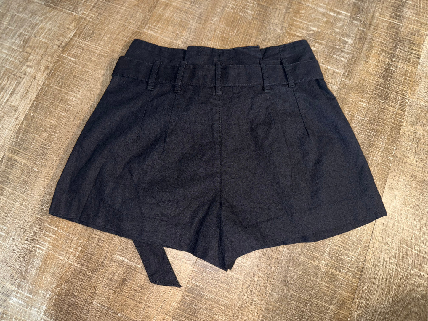 Abercrombie & Fitch (Small) Black Button Up Shorts with Tied Waist