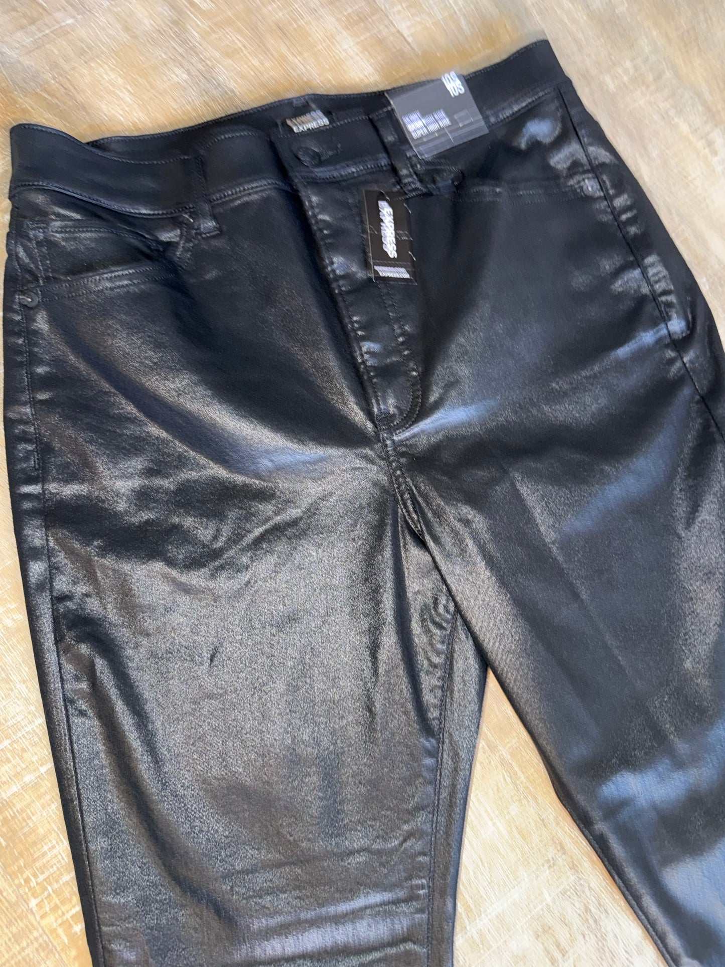 NWT Express (10s) Brand New Black Metallic Super High Rise Skinny Jeans