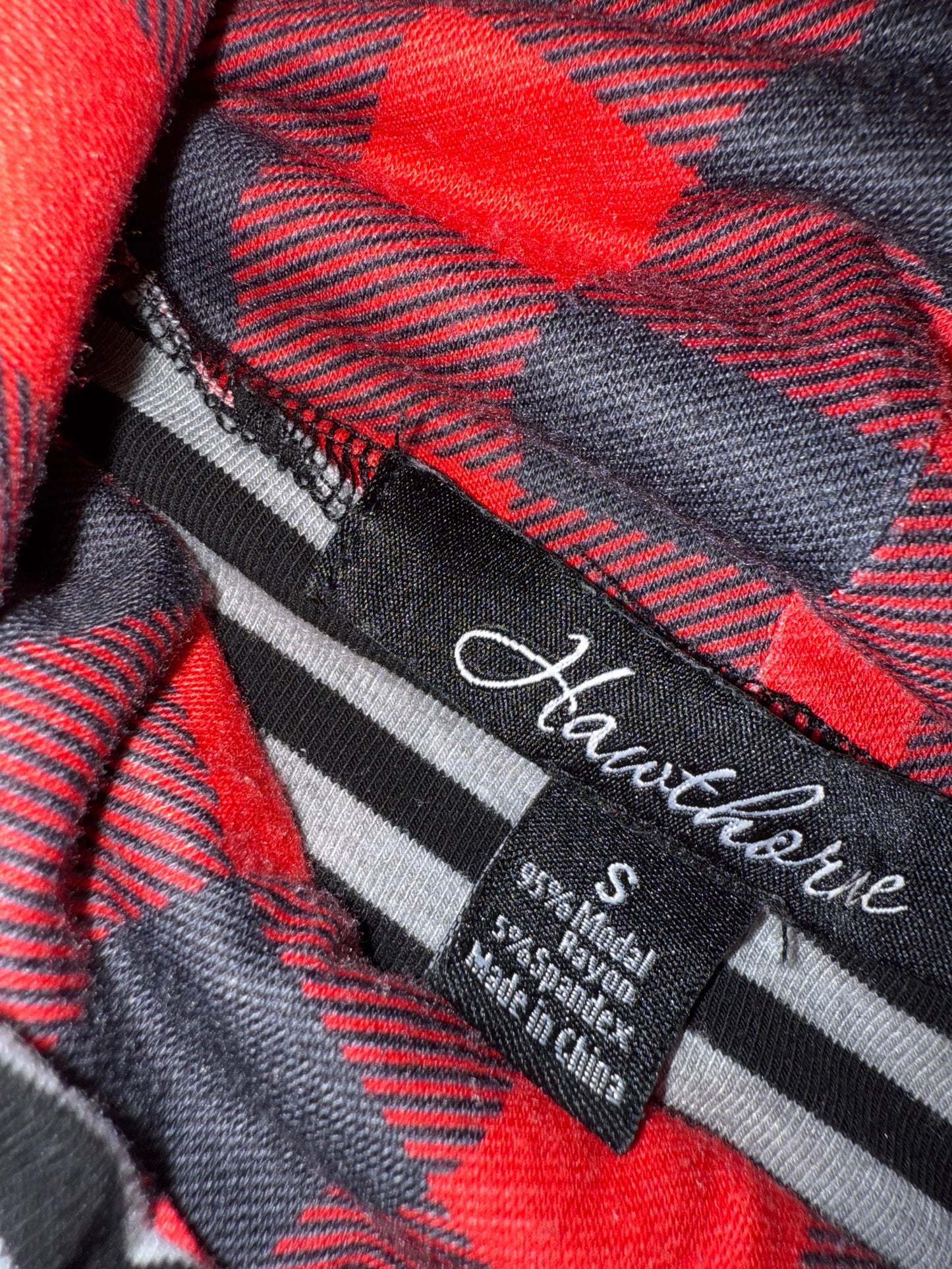 Hawthorne (Small) Black//Grey//Red Plaid & Striped Cowl Neck Hoodie