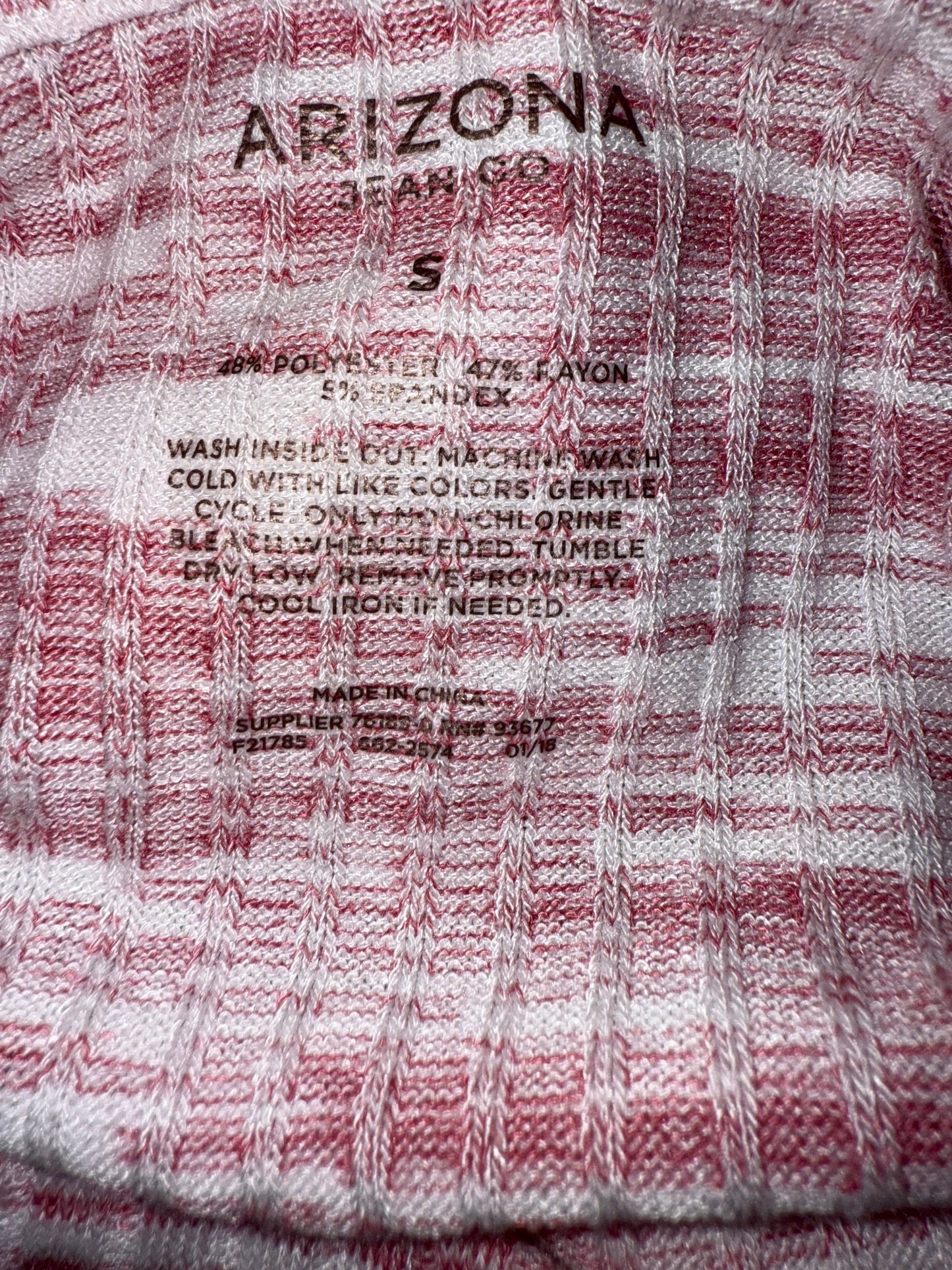 Arizona (Small) Red/White Ribbed Tank Top
